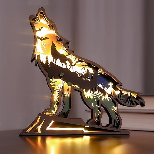 Miniatura 2 de Luz nocturna LED de madera 3D tallada en animales, lámpara tallada en madera, decoración del hogar, decoración de escritorio, mesa de escritorio,
