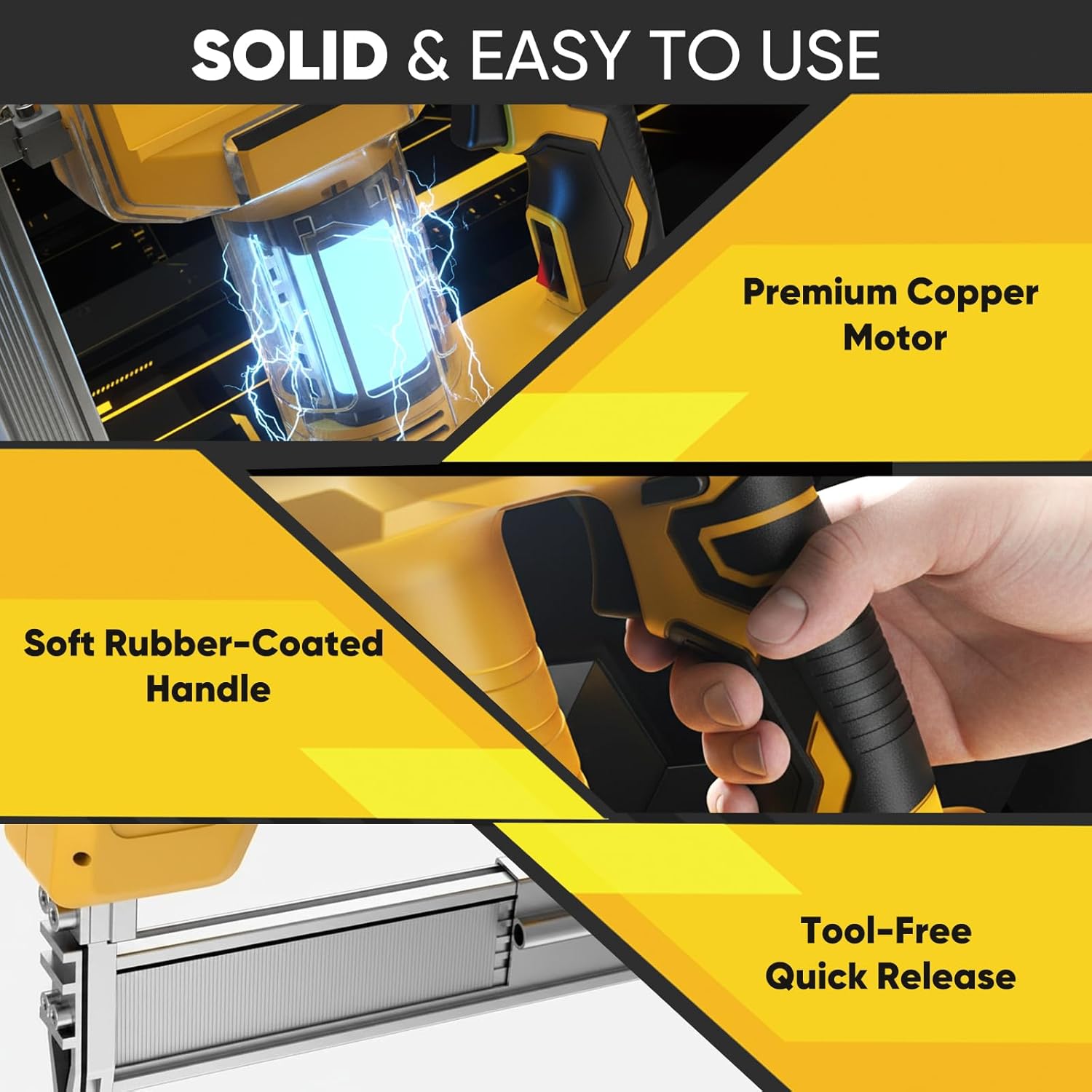 18-Gauge Cordless Brad Nailer & Stapler, 2-in-1, Compatible with DEWALT 20V MAX (Battery Not Included), 5/8"–1-1/4" Brad Nails, 5/16"–7/8" Staples, Brushless Copper Motor, Tool-Free Quick Release