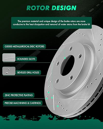 Miniatura 784 de SCITOO Juego de 2 frenos de freno ranurados traseros para Chrysler Town & Country, 08-16 para Dodge Grand Caravan, 09-13 para Dodge Journey, 12-15
