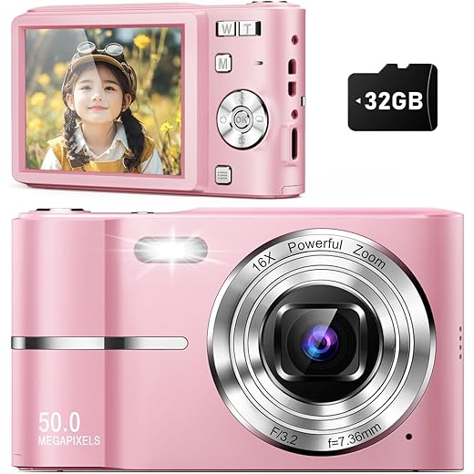 Qumcou Digital Camera 50Mp FHD 32Gb
