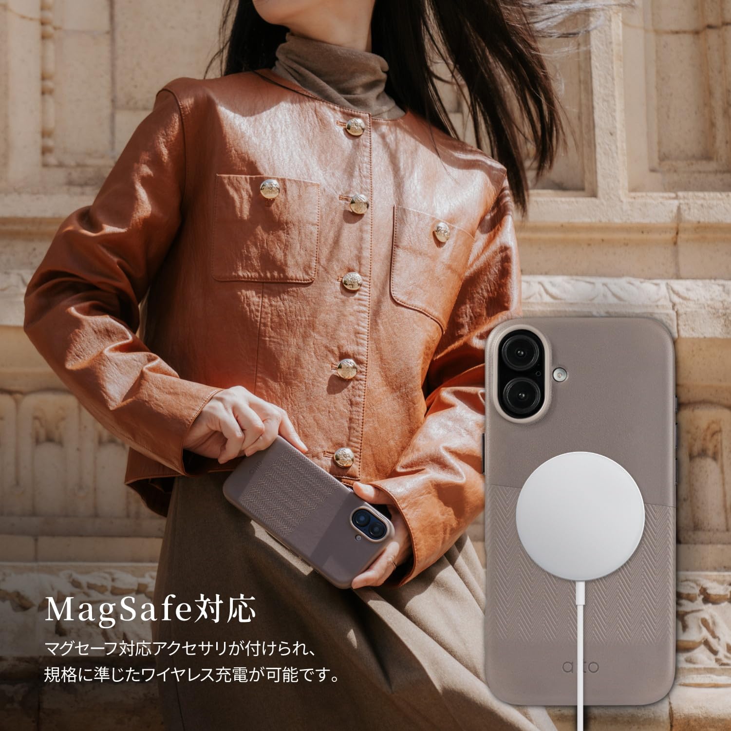 Amazon.co.jp: 【Alto】 iPhone16 対応 ケース MagSafe 対応 レザー 本