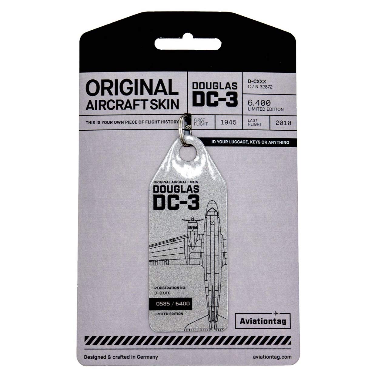 Oryginalne tagi, skórki samolotu od Aviationtag, Srebrny, 35 x 88 mm, Etykieta do bagażu