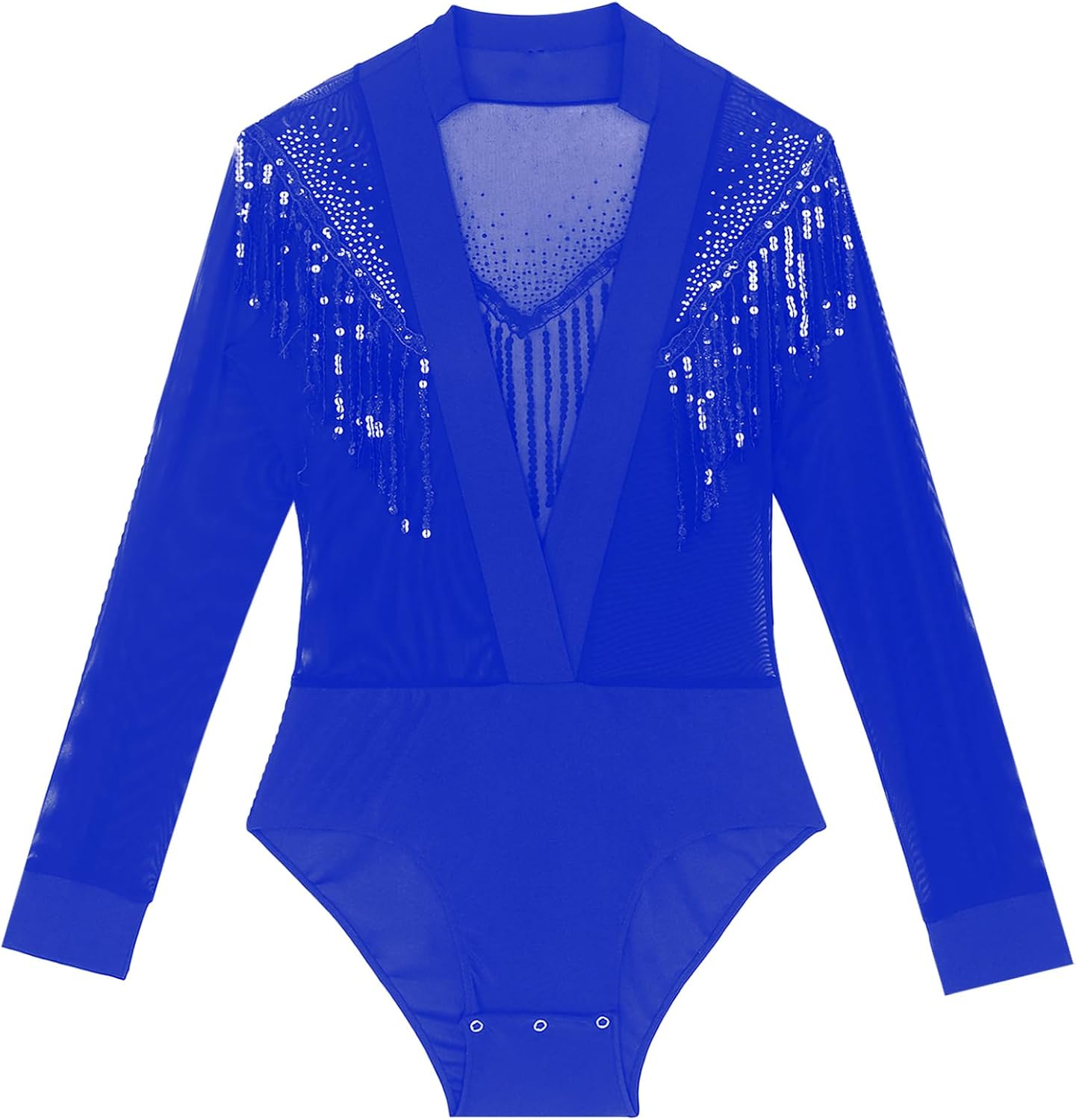 Men Latin Dance Shirt Leotard Deep V Neck Sheer Mesh Jumpsuit Salsa Samba Cha Cha Tango Dance Top