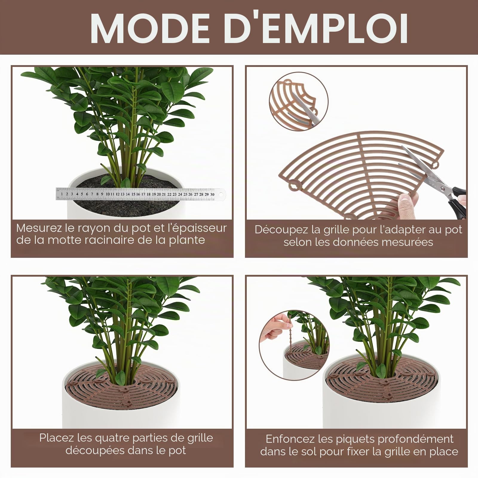 Nogeqi Lot de 2 grilles de protection pour pot de fleurs, protection des plantes, grille ronde pour plantes, enfants, animaux domestiques