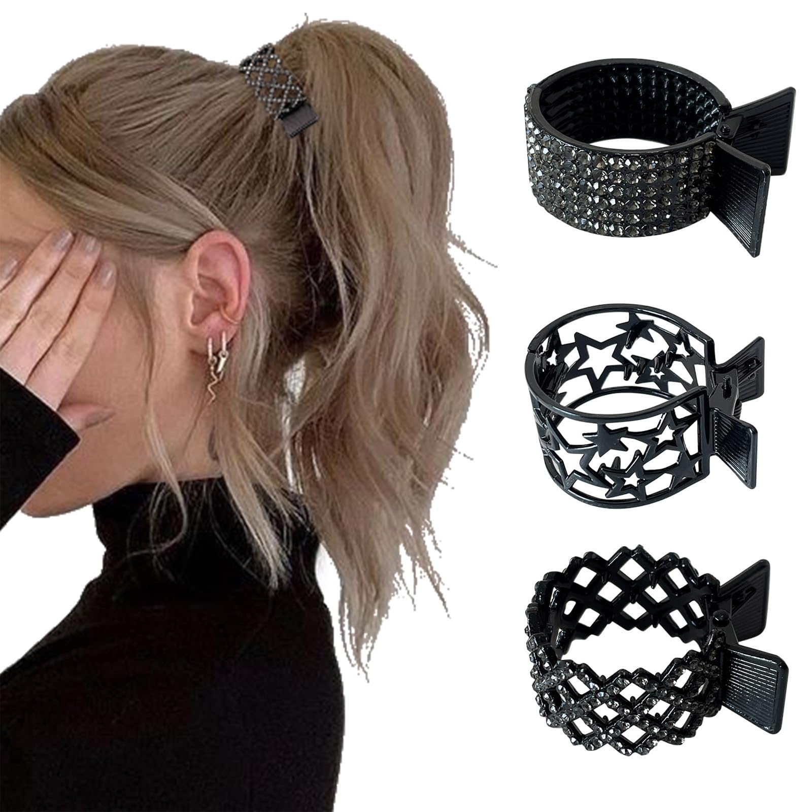 Spilla Coda Capelli Metallo Cavallo Graziosa Spilla Animale Cristallo Strass Tra