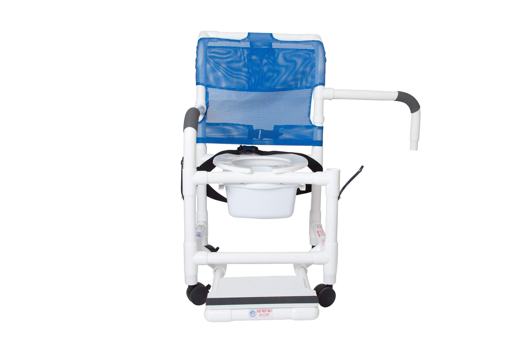 Rolling Shower Chair with Drop Arms, Mesh Seat, Locking Casters, Seat Belt, Slide Out Footrest