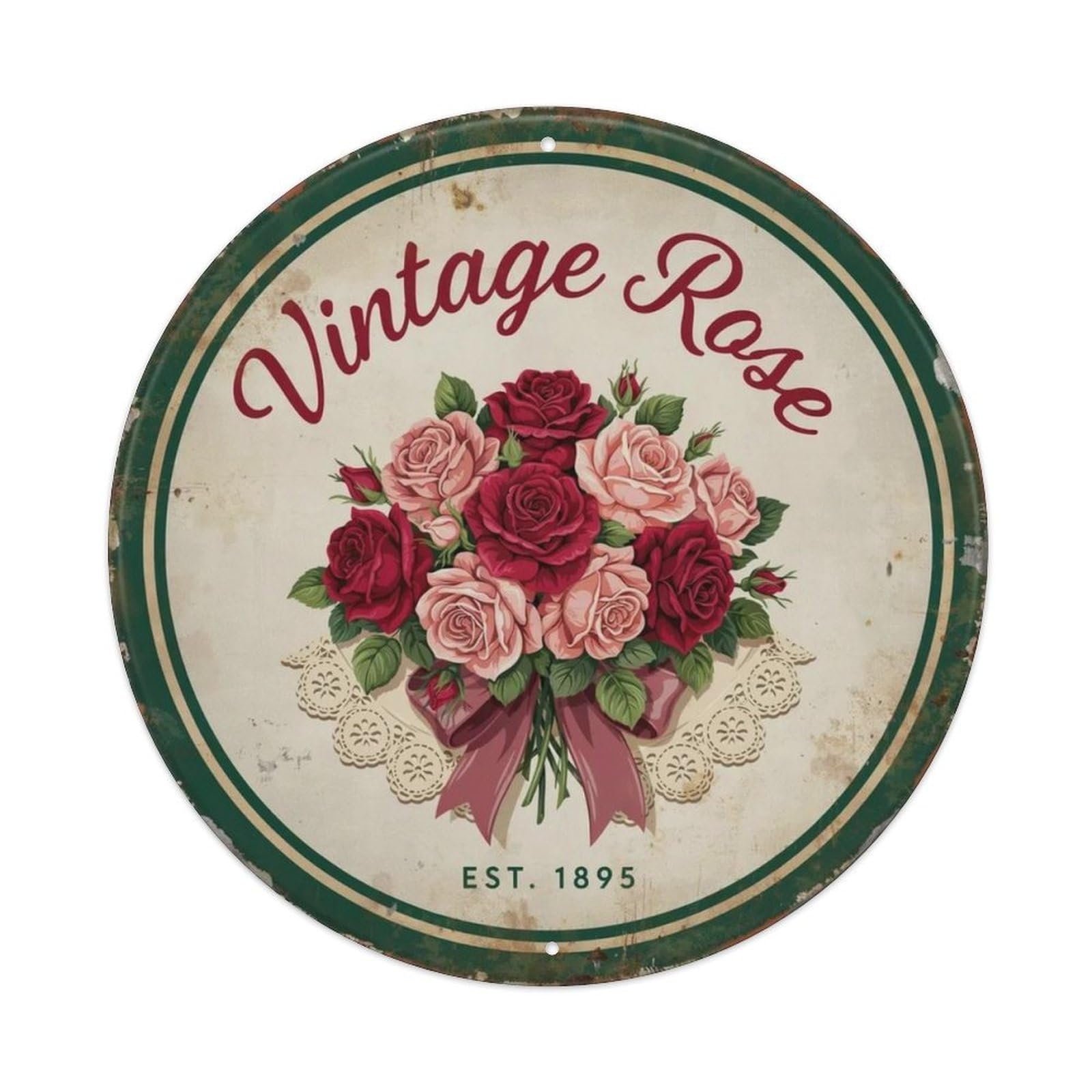 Vintage Rose Victorian Metal Tin Sign Plaque