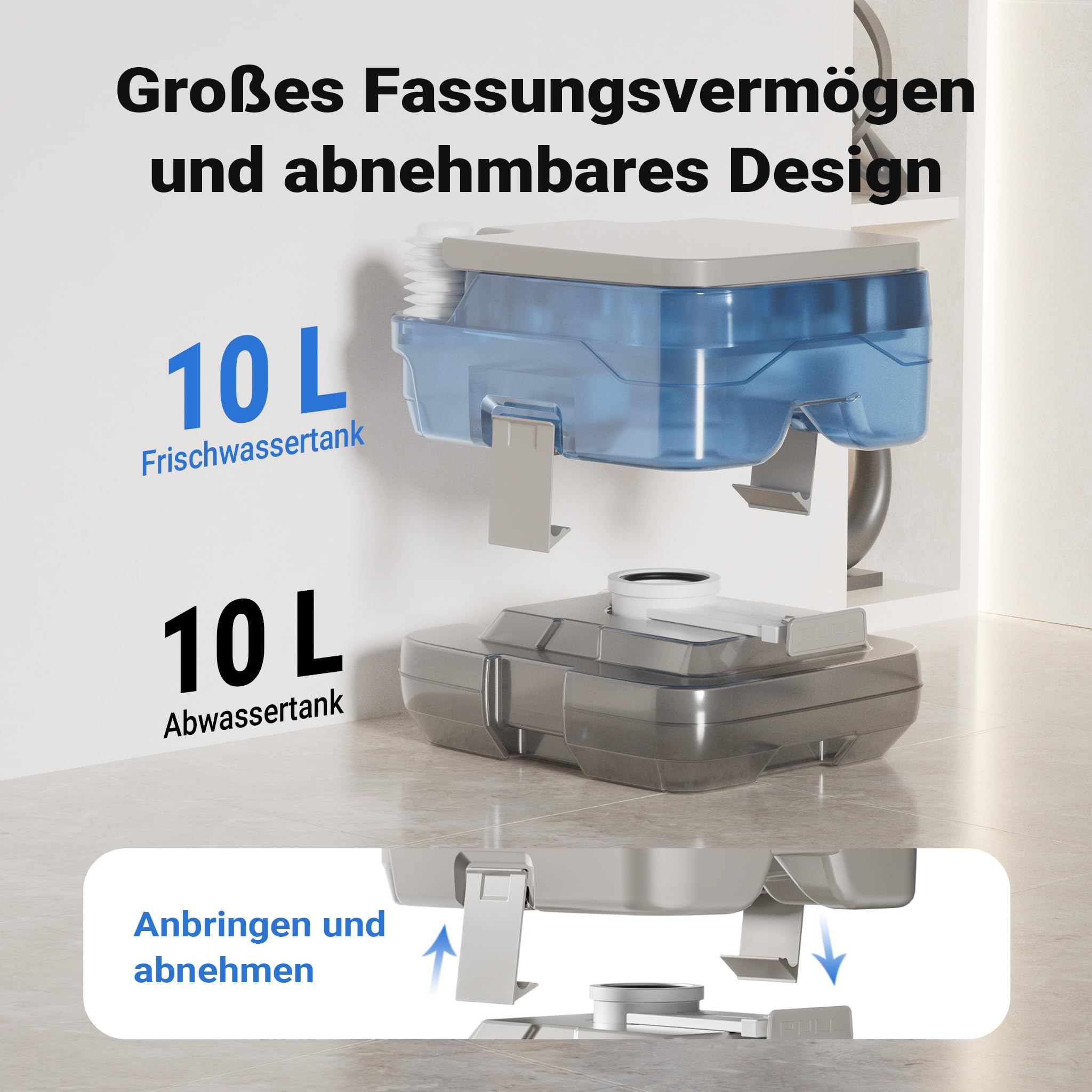 Wiltec Mobile Campingtoilette 10 l, kompakte Camping Toilette, Camping WC mit manueller Pumpe, leicht zu reinigendes Campingklo für Wohnmobil