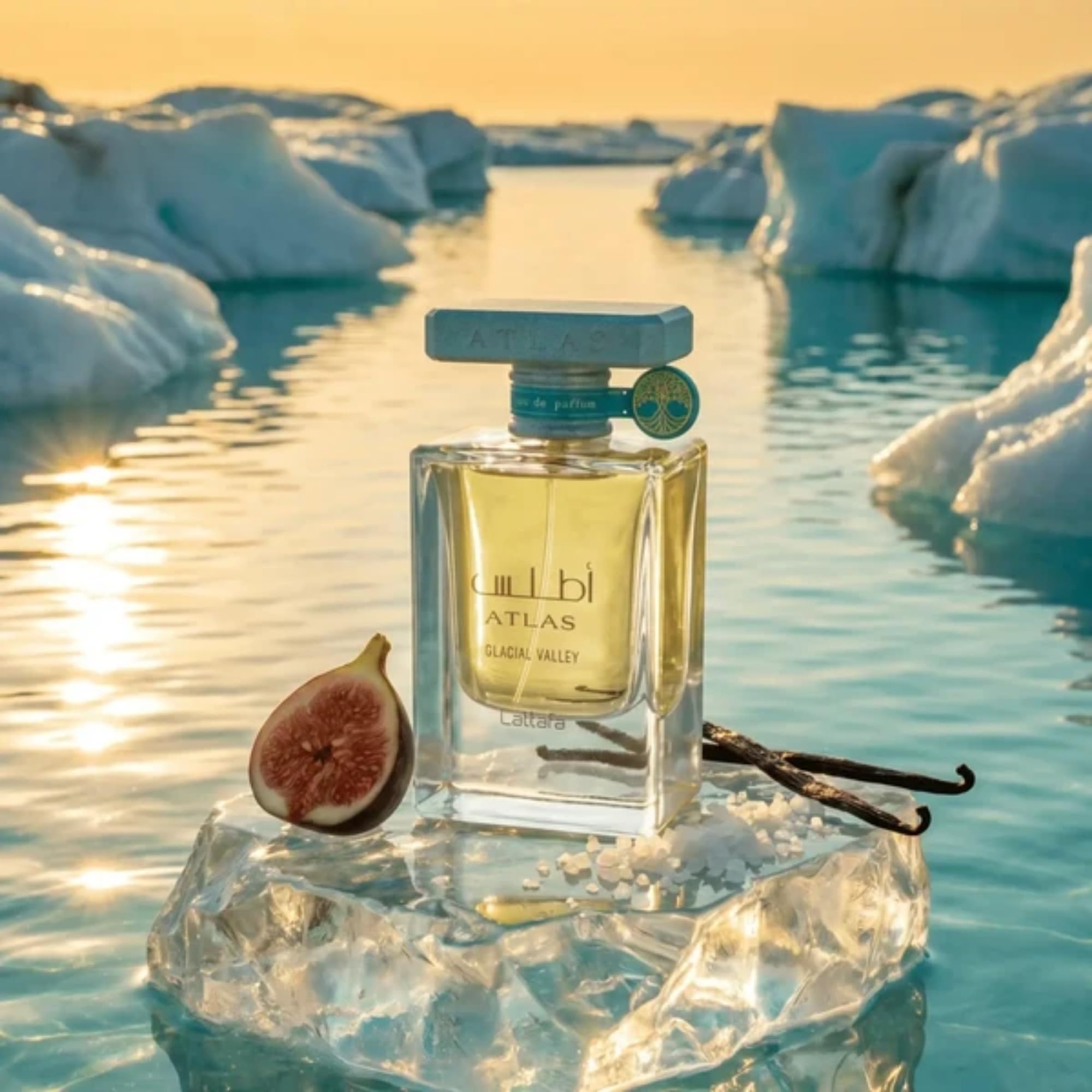Lattafa Atlas Glacial Valley Eau de Parfum 55 ml Unisex - Profumo fresco acquatico legnoso con ananas, fico, menta, gelsomino, sale marino, muschio, vaniglia e ambra
