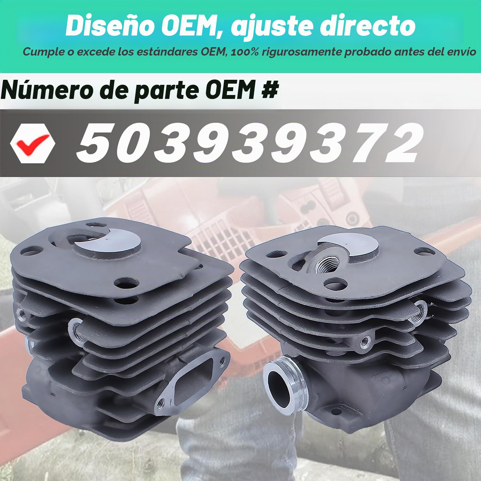 Adefol 50 mm Cilindro Pistón Cojinete de Agujas Empaquetadura Kit para Motosierra Husqvarna 365 371372 XP 362 Piezas de Repuesto con bujía