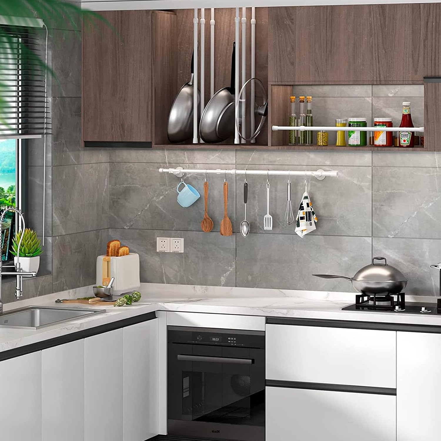 4 Pack Window Security Bars 15.7" to 27.5" Adjustable Sliding Glass Door Lock Bars Window Safety Lock Bar Stopper with Rubber Tips for Home, 0.87" in Diameter