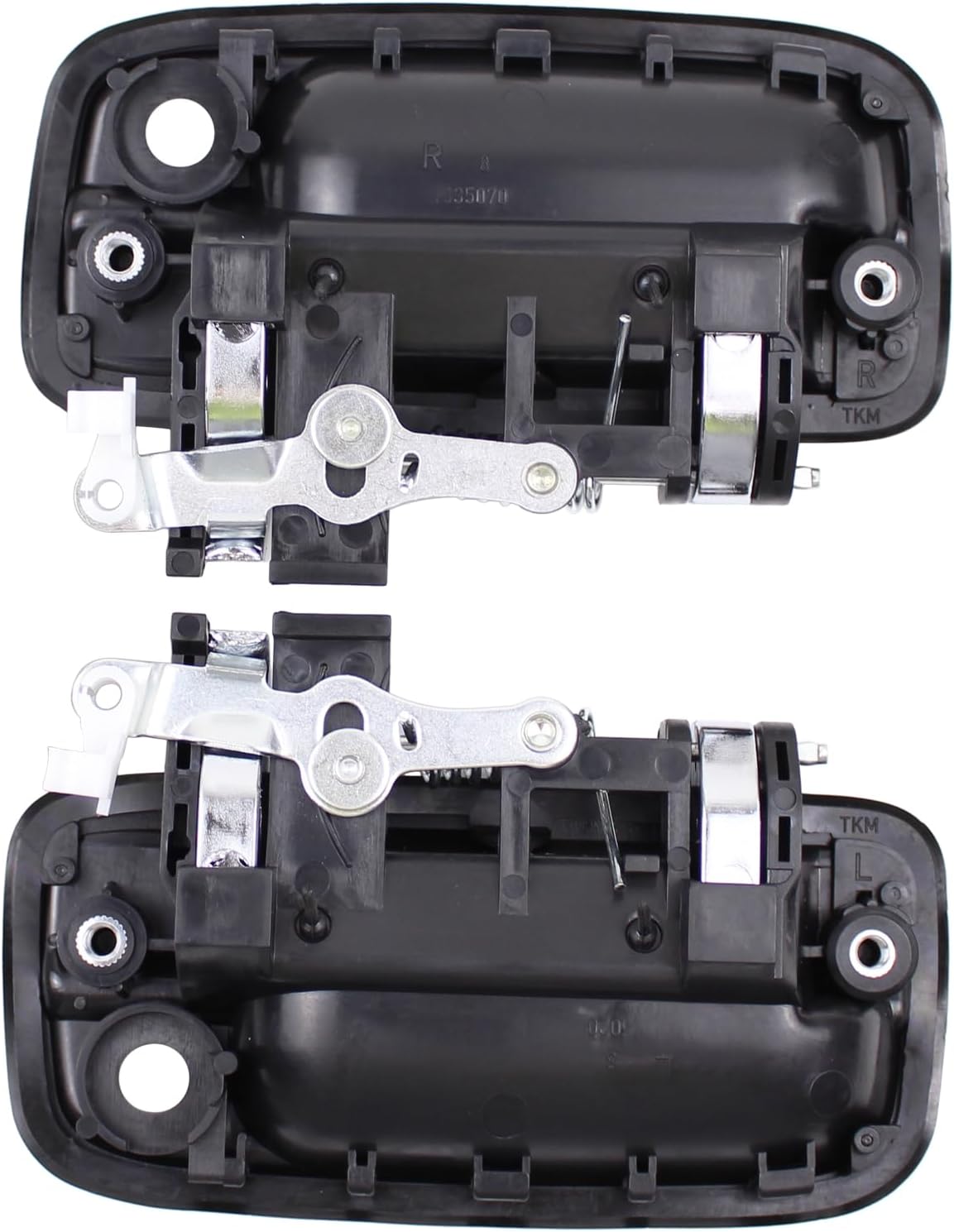 MOTOKU Pair Front Exterior Door Handle and Door Lock Cylinder with Ignition Switch Key Set for Toyota Tacoma 1995-2004 Outer Left Driver and Right Passenger Side with Strip Chrome Trim