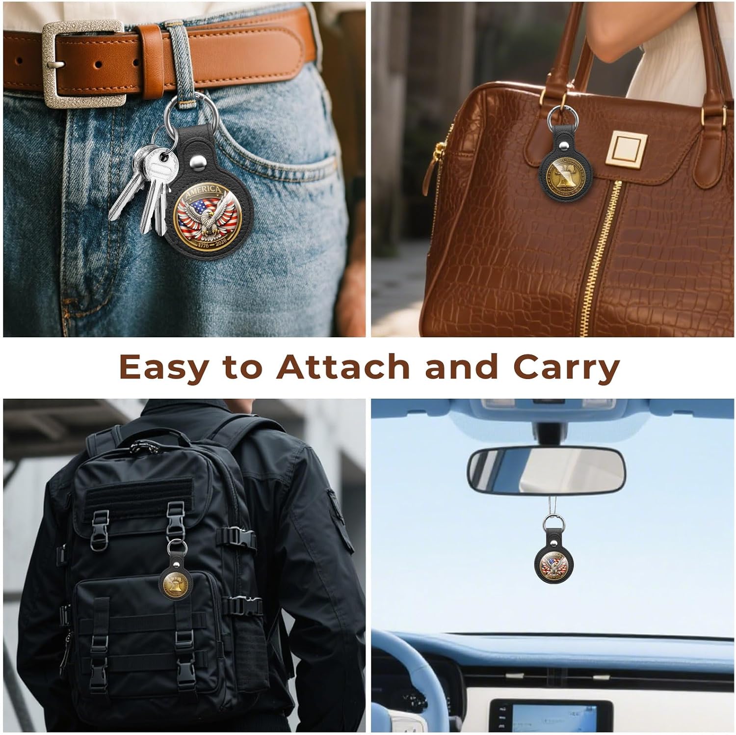 Anniversary Military Challenge Coin 1776–2026, 3D Anniversary Keychain Medal with Leather Coin Holder