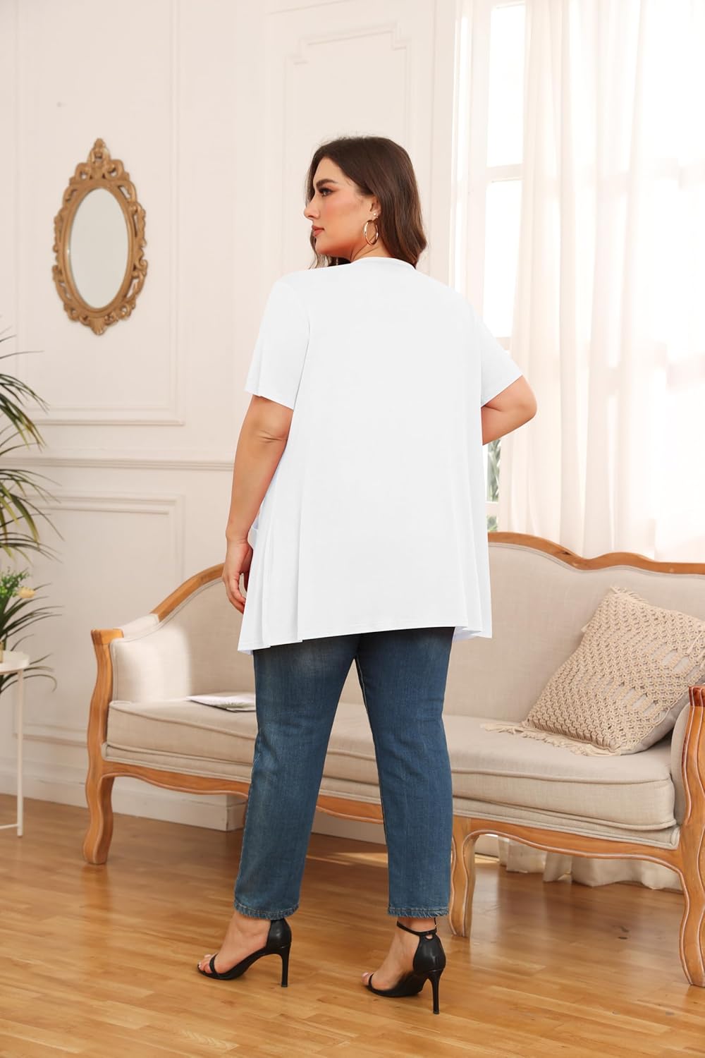 TIANZHU Plus Size Cardigan for Women Lightweight Short Sleeve Summer Dressy Light Cardigan - Image 7