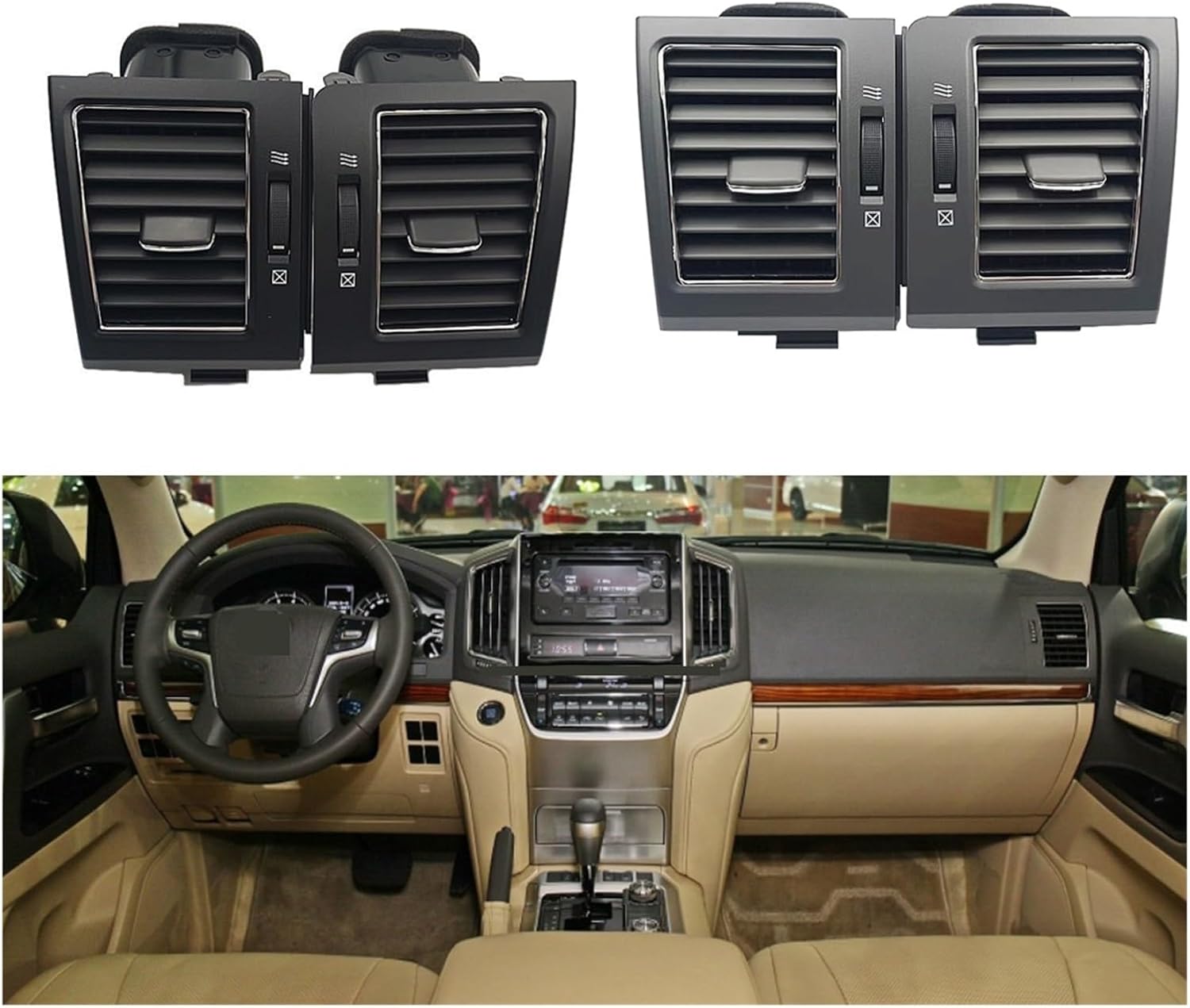 Automotive air Conditioning Vent Fit for Toyota Land Cruiser 200 LC200 2008-2015 Car A/C Air Conditioner Air Vent Outlet Conditioning Grill Car-Styling(Black A)