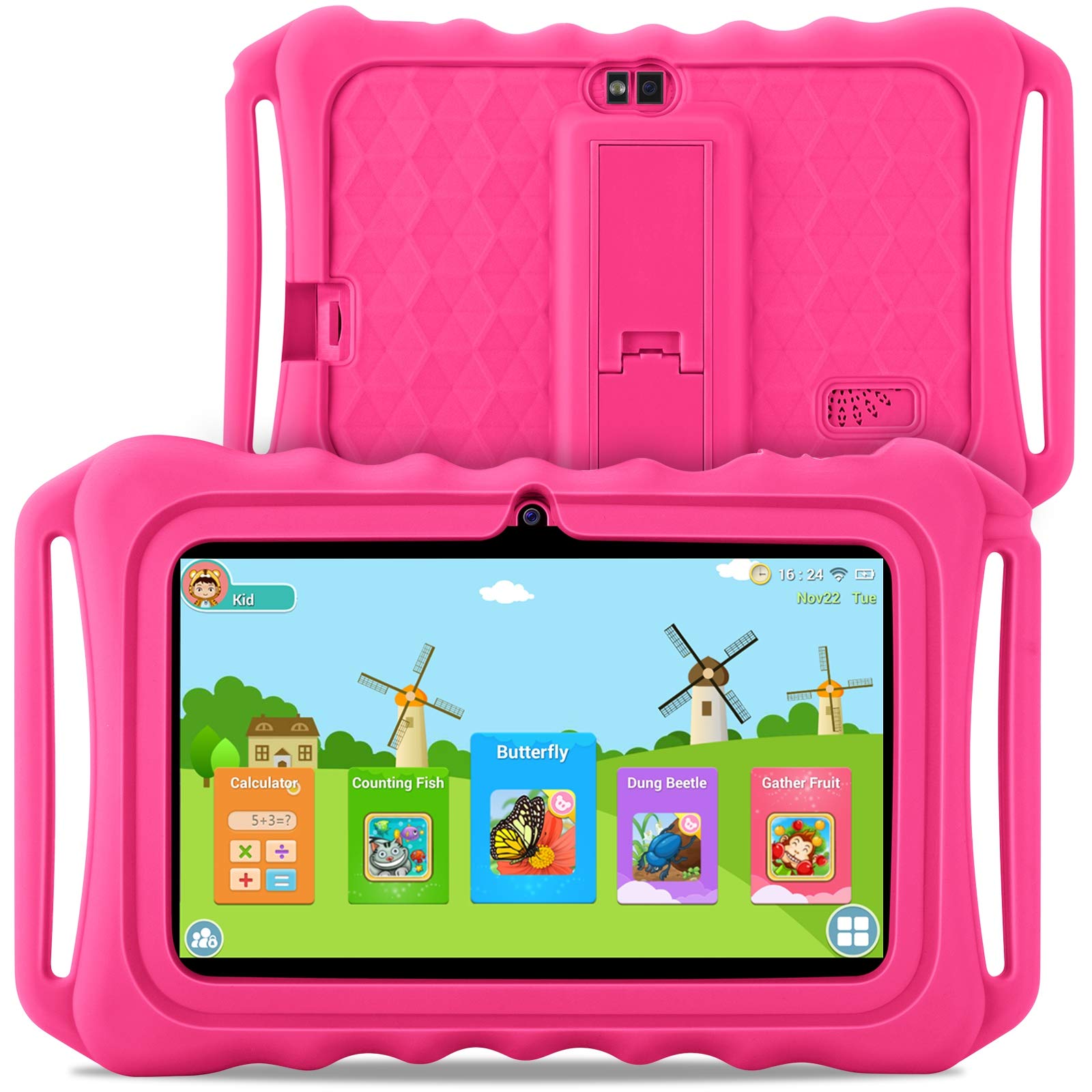 Kids Tablet with WiFi,7 Inch IPS HD Display, Quad Core Android 9.0, 2MP Dual Camera,16GB ROM, Kids S
