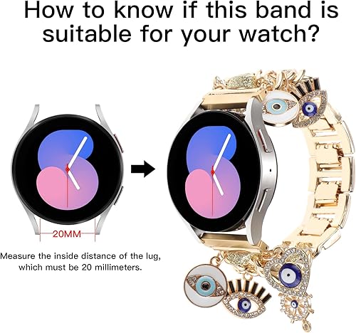 Miniatura 2 de REALSIGN Elegante correa de reloj de metal de 0.787 pulgadas compatible con Samsung Galaxy Watch 6 5 4 401.732 in, Watch 4 Classic 421.811 in, Watch