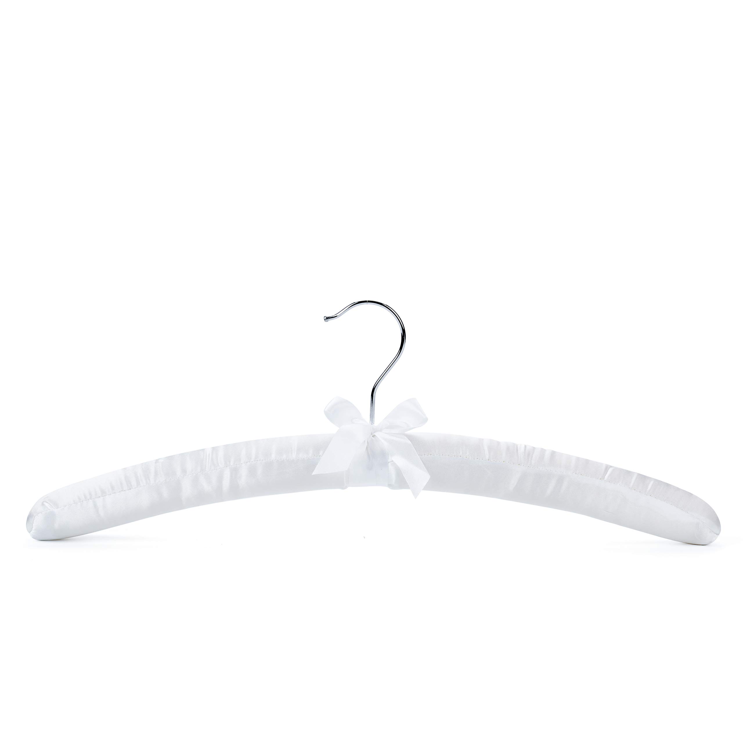Amber Home Lot de 10 Extra Longs Cintres en Satin Blanc 43cm, Cintre en Soie Douce pour Mariée T-Shirts Chemises Manteaux Robe Pulls