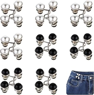 8 Set Adjustable Pant Waist Tightener Detachable Jeans Waist Tightener Pants Clips for Waist Reusable Pants Button Tightener Waist Adjuster for Pant Waistband Tightener for Jeans Dresses