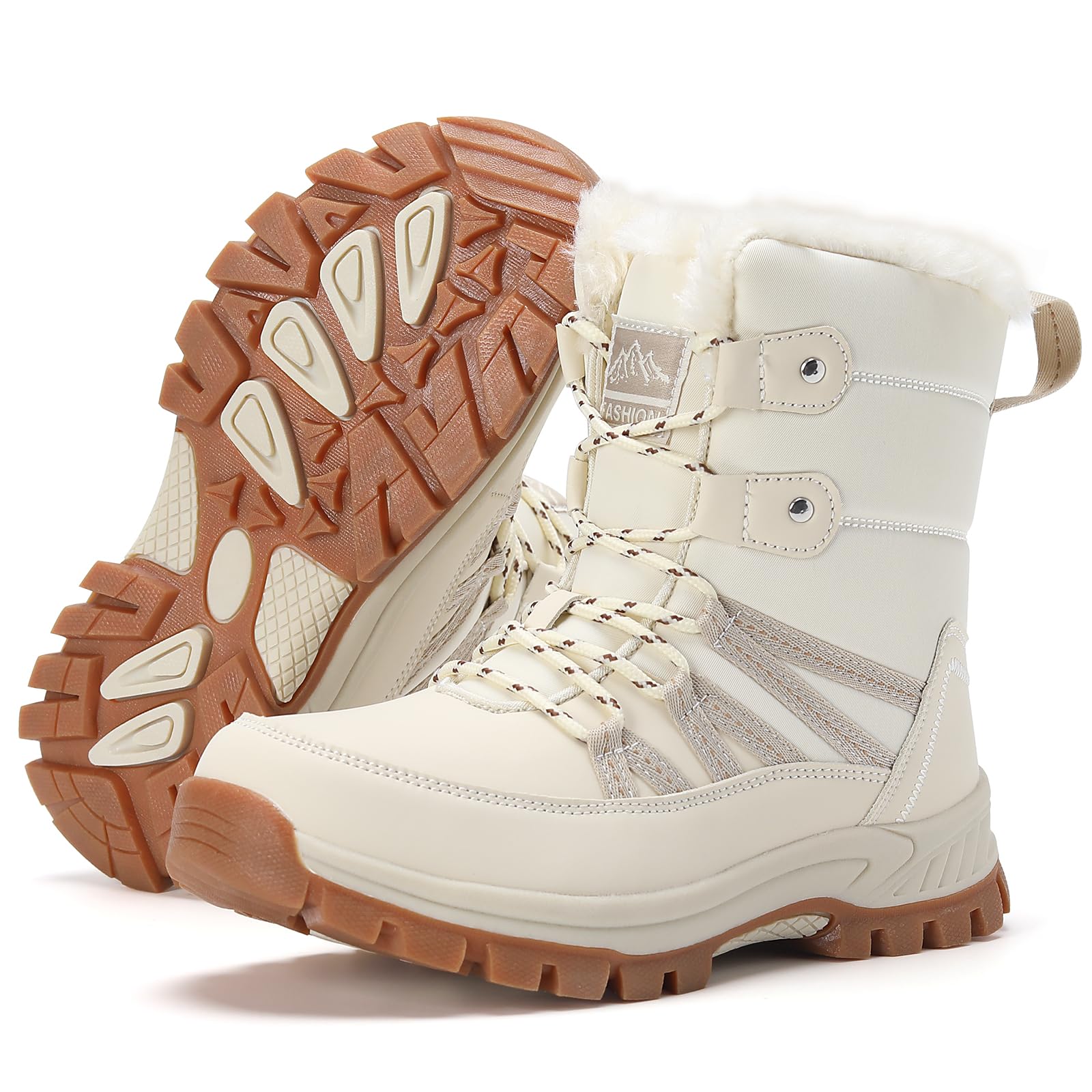 CLYCTIP Botas de nieve para mujer, con forro cálido, impermeables, para exteriores, trekking, senderismo