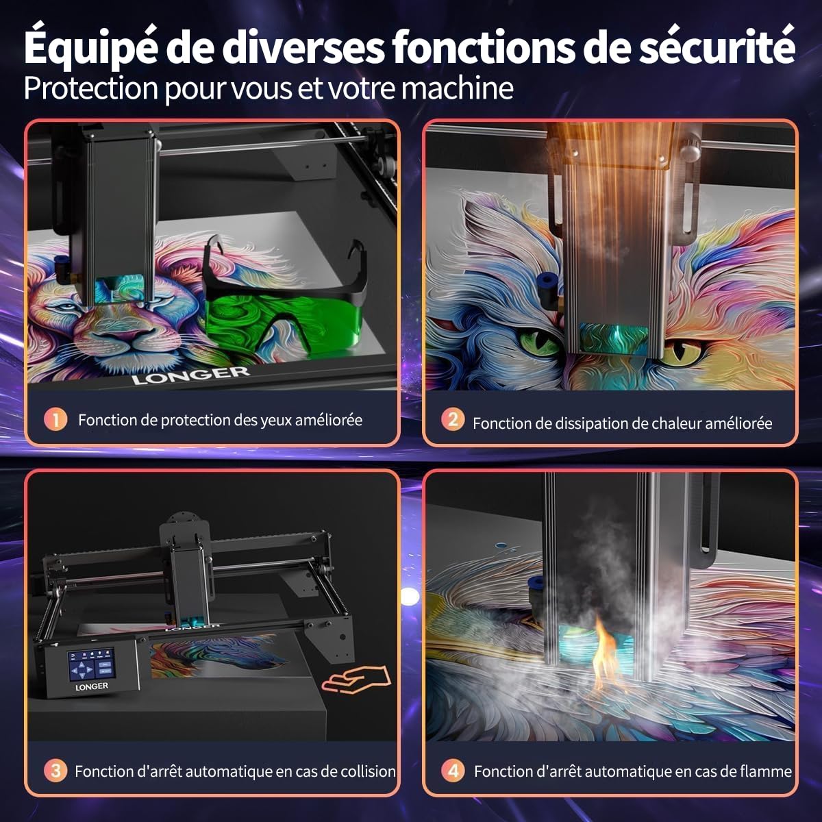 Longer RAY5 20W Graveur Laser,Contrôle hors ligne via App, Outil de Gravure pour Métal/Verre/Bois, Vitesse de gravure de 24 000 mm/min