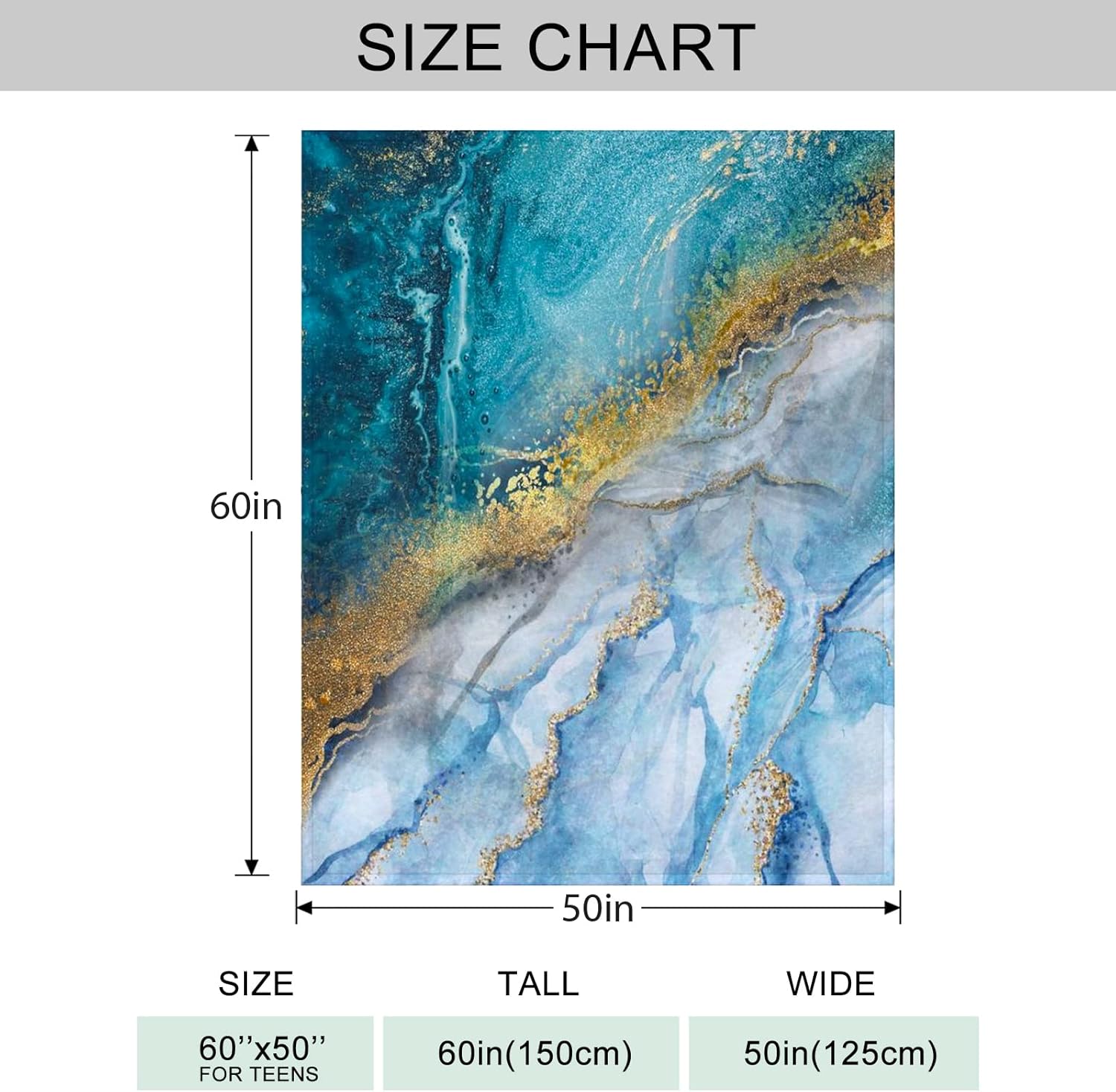 Blue & Gold Marble Throw Blanket for Couch, Super Soft Fuzzy Throws Warm Comfortable Plush Fleece Blanket, Fashion Decorative Flannel Fleece Blanket for All Season(50 x 60 in, Blue & Gold Marble) - Image 4