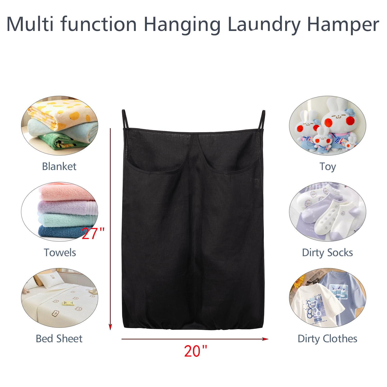 SECOPIN Hanging Mesh Laundry Hamper Bag - Over Door Washable Delicates Bag With 2 Hooks - View #8
