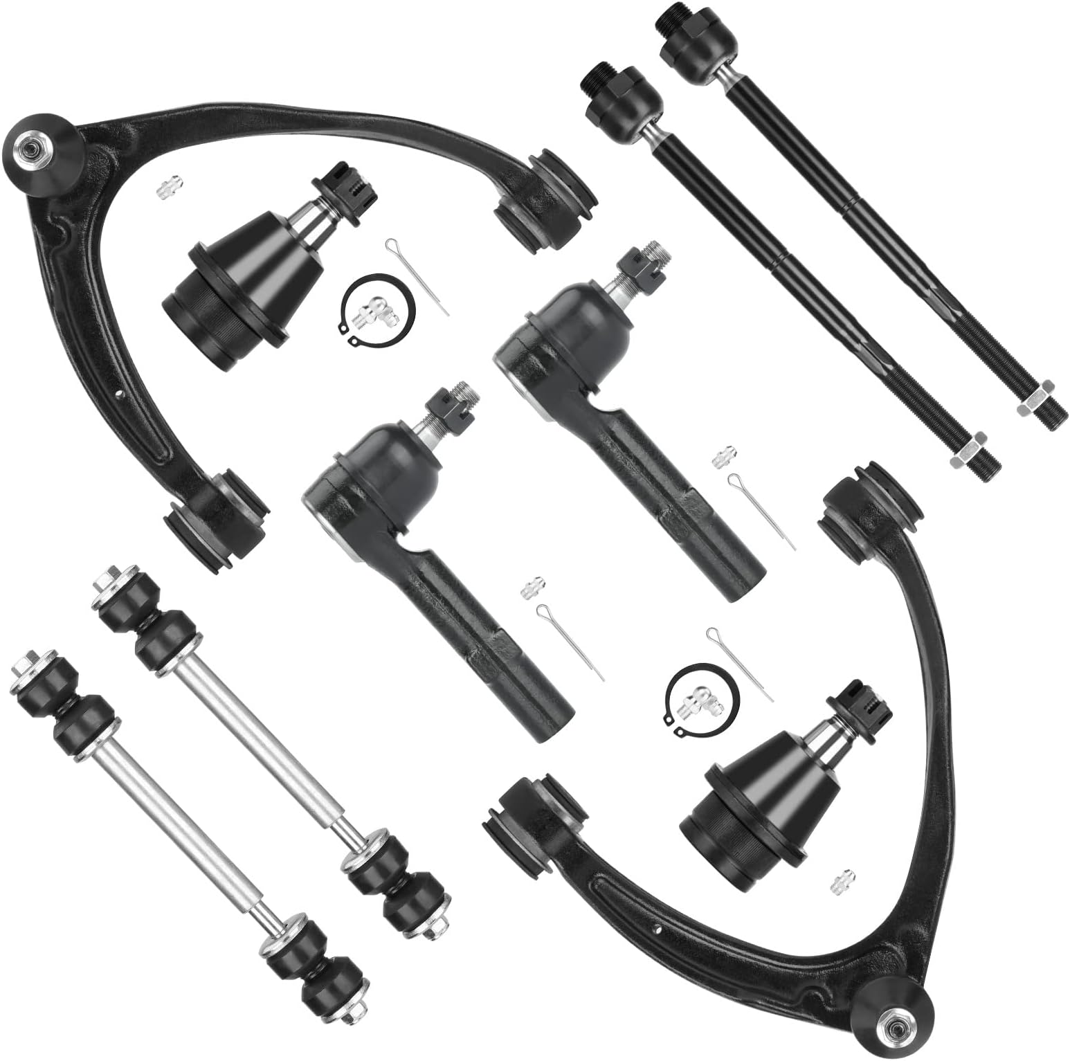 Front Upper Control Arms w/Ball Joints Tie Rods for 20072014 Chevy GMC Silverado