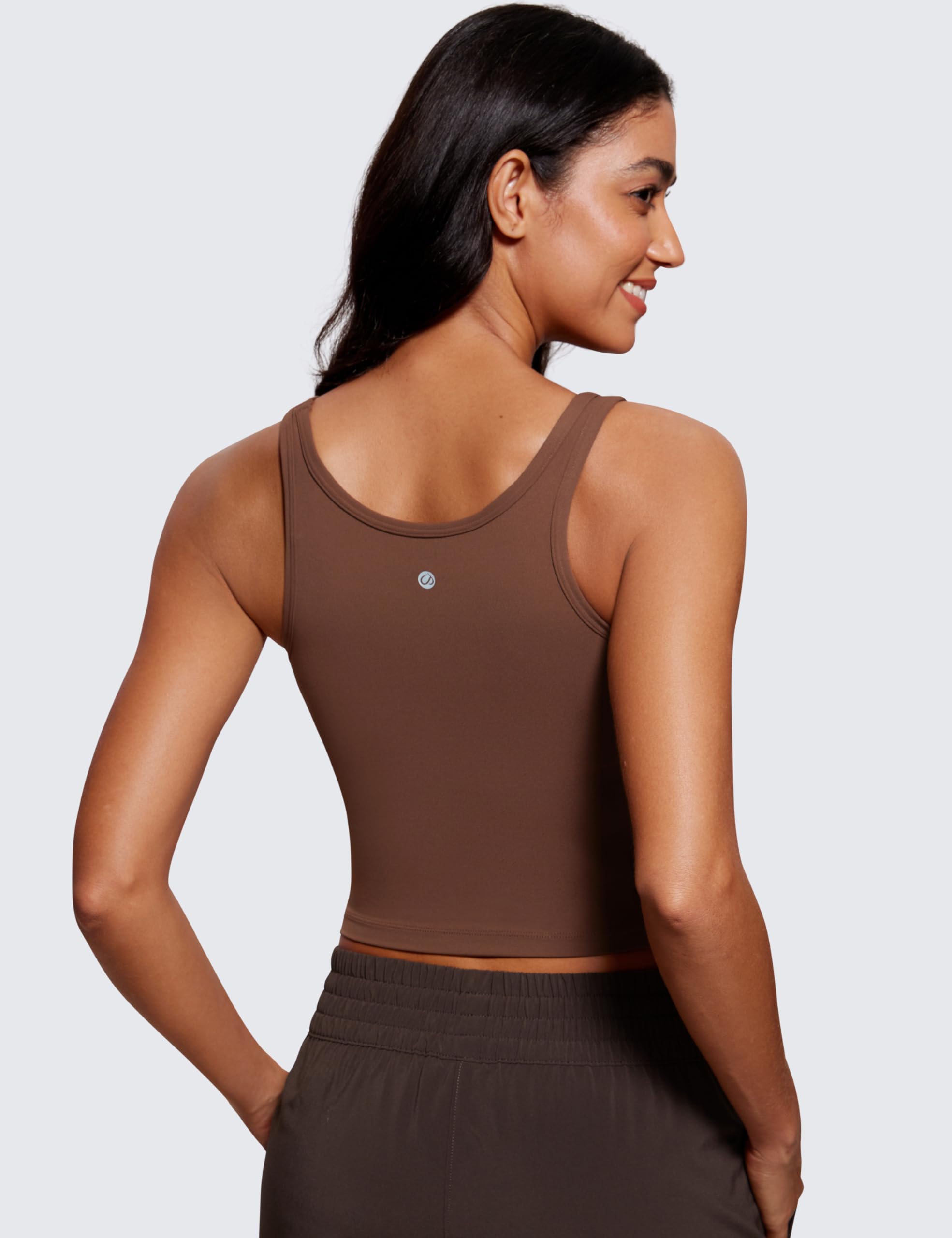 CRZ YOGA Damska koszulka treningowa Butterluxe z podwójną podszewką, dekoltem w łódkę, krótkim rękawem i krótkim rękawem typu racerback