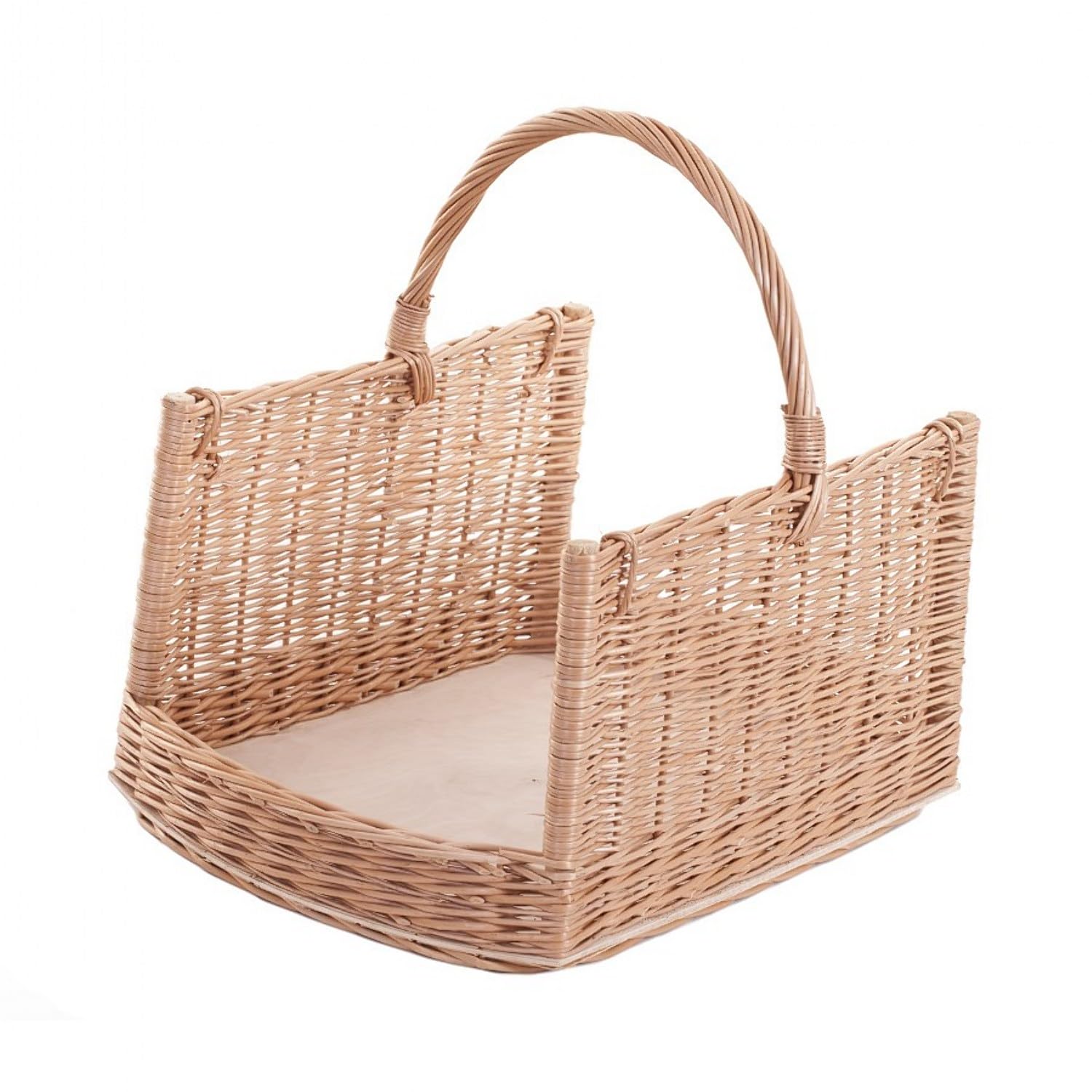 e-wicker24 Wiklinowy kosz kominkowy, kosz kominkowy z wikliny, naturalny kosz wiklinowy na drewno kominkowe, kosz kominkowy z uchwytem do noszenia