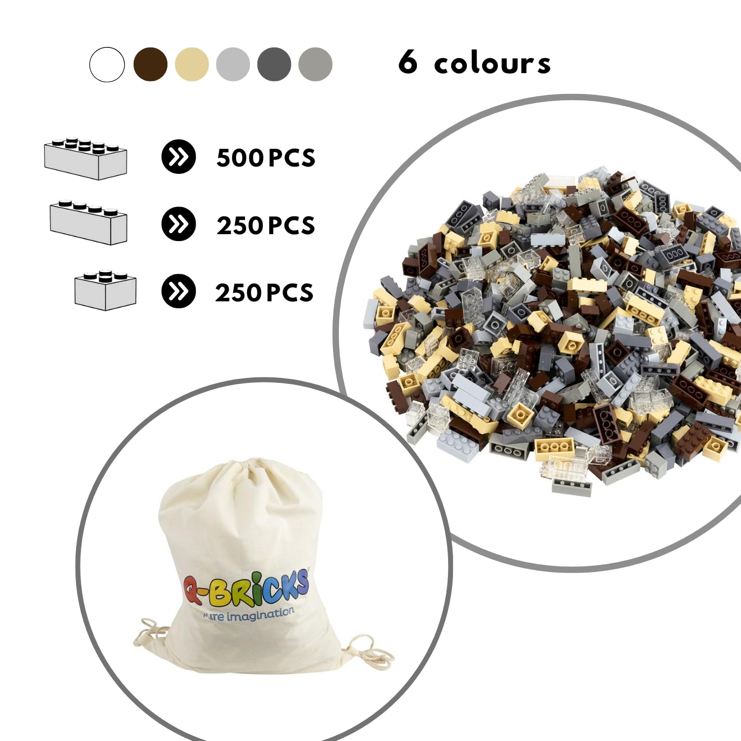 Q-BRICKS Set Classico Mattoncini 2x4 - 200 Pezzi In 5 Colori, Compatibili Con Altri Marchi, Prodotto In UE (Slovenia), Senza BPA - 3