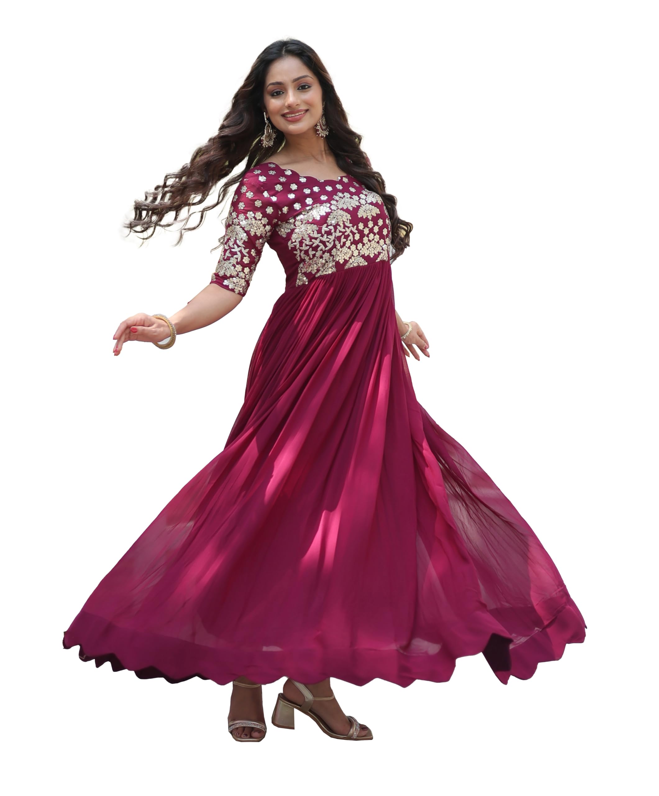 fashion basket Women's Georgette Embroidered Anarkali Gown-picture-20
