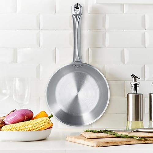 Miniatura 8 de Sartén de acero inoxidable, sartén de una sola manija, utensilios de cocina de inducción, ideal para cocinar en casa y chef profesional (7.874 x