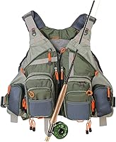 Kylebooker Adjustable Fly Fishing Vest for Men & Women - Lightweight Breathable with 17 Pockets & Rod Holders
