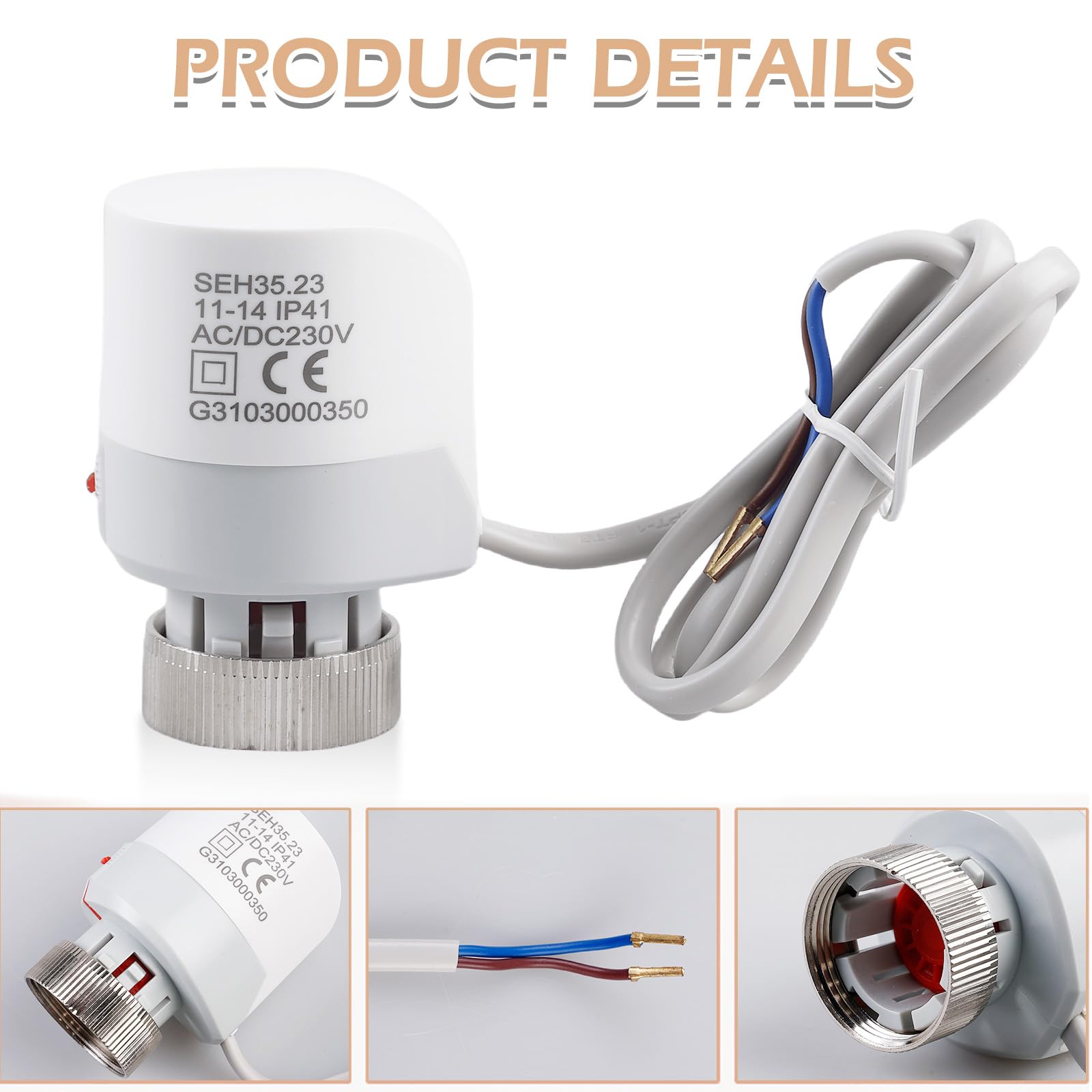 2 Stück Thermischer Stellantrieb 230V, Stellmotor Fussbodenheizung, Stellantrieb Für Fußbodenheizung, Elektroothermischer Aktuator (Normally Closed), Ip41, Für Nahezu Jeden Heizkreisverteiler