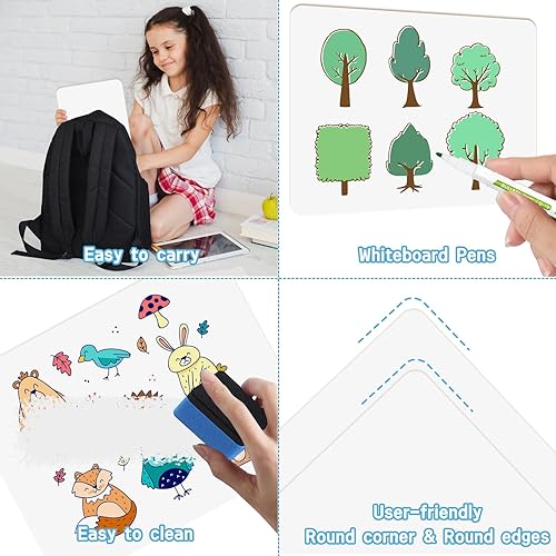Miniatura 4 de Paquete de 6 pizarras blancas pequeñas de borrado en seco, pizarras blancas personales de 9 x 12 pulgadas para estudiantes, profesores, suministros