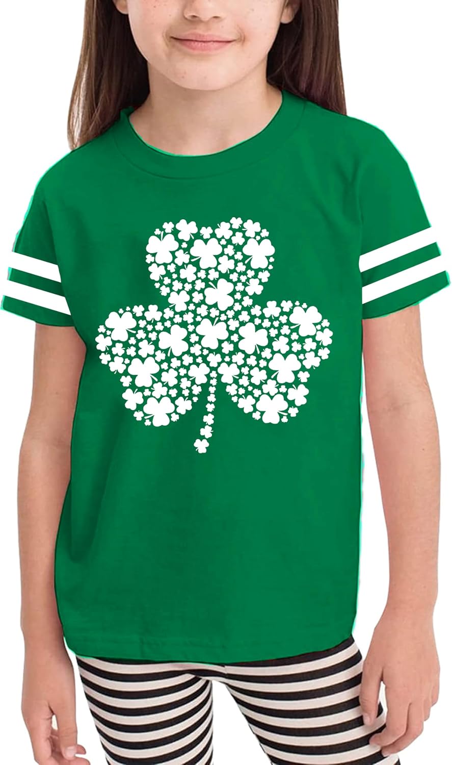 Toddler St. Patrick Day Green Shamrock Shirt Boys Girls Clover Vintage Tee Top Four Leaf Causal Short Sleeve Tops