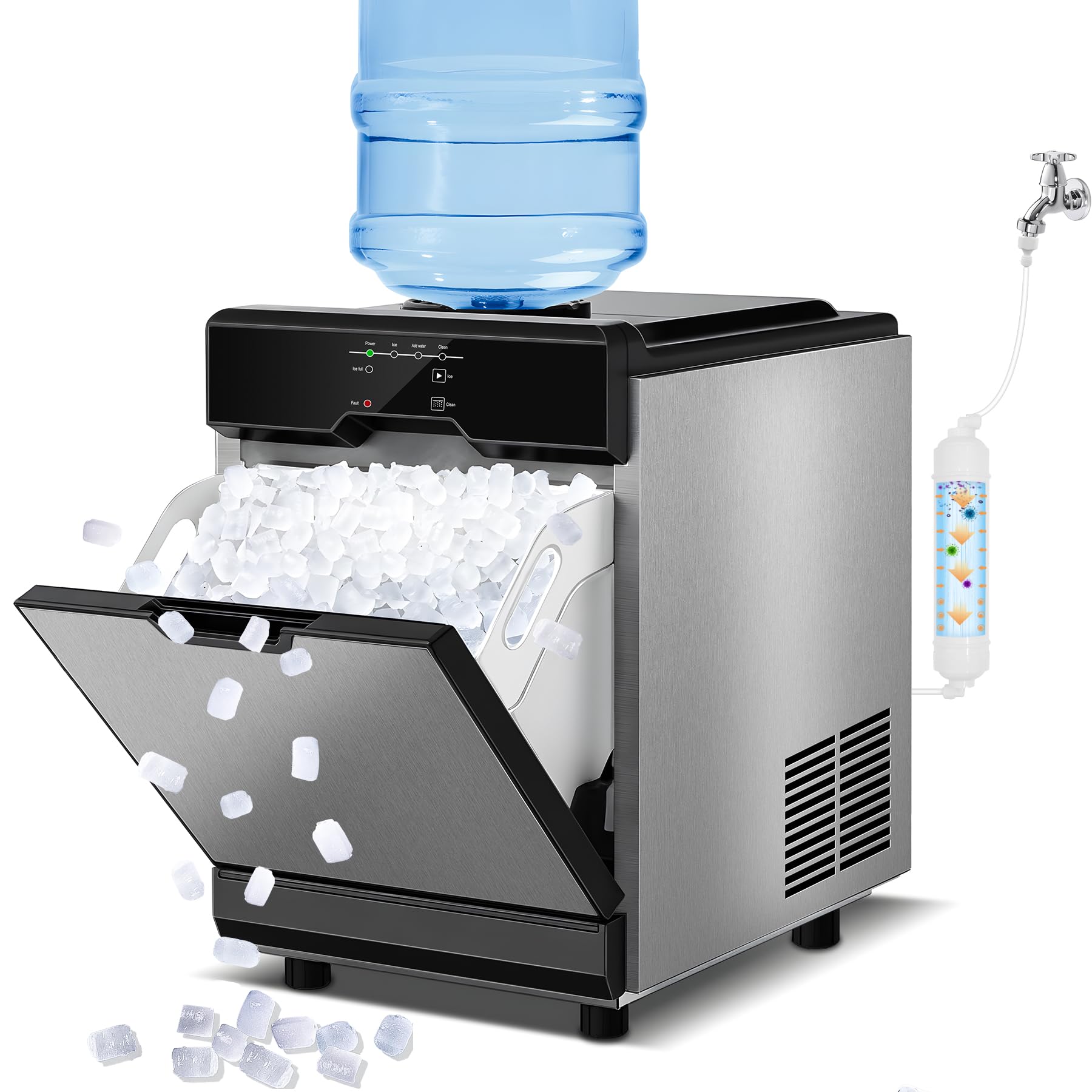 Photo 1 of RAPSUAR Nugget Ice Maker Countertop - 60Lbs/24H, Stainless Steel