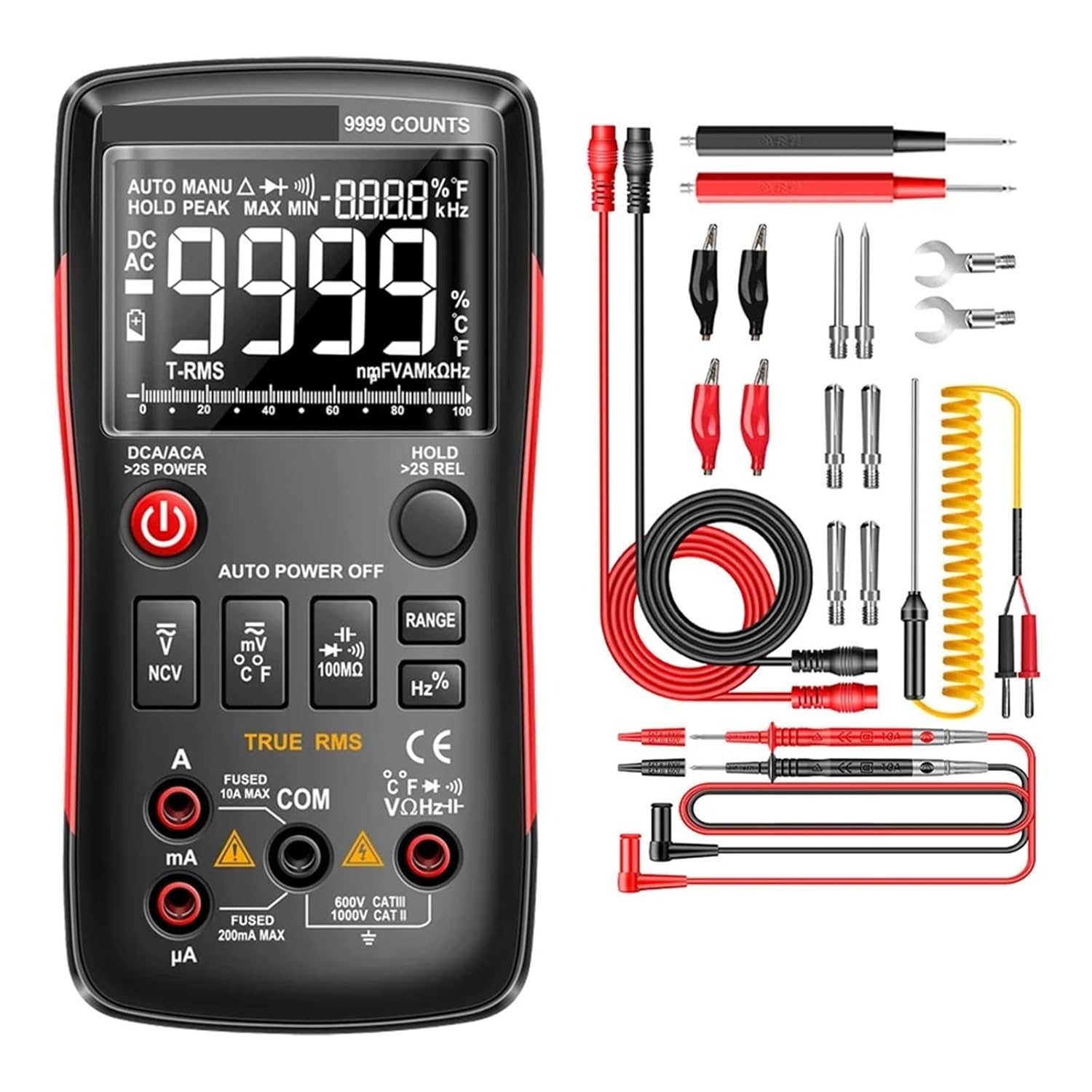 Digital Multimeter Multimetro DIY Transistor Capacitor NCV Testers LCR Meter 9999 Analog(Q1 Orange Pro)