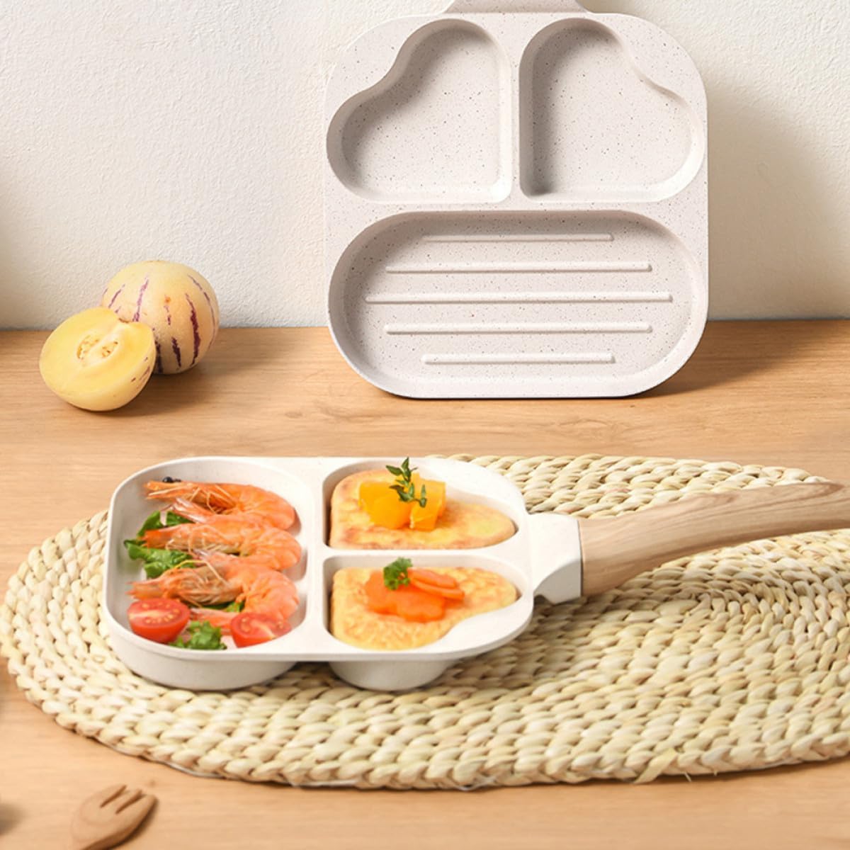 Non-stick Handheld Breakfast Egg Pan with Multi-groove Design Hard Texture for Pancakes Bacon Omelettes Easy to Clean Heat Efficient Frying Pan for Gas Stoves