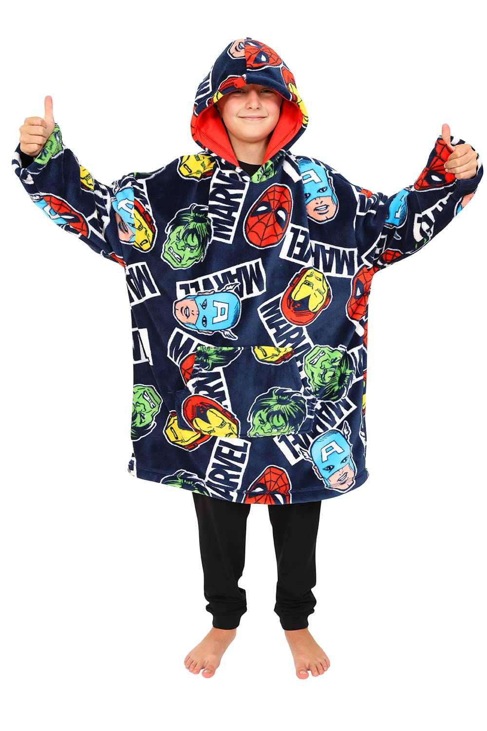 MarvelAvengers Hoodie, Oversized Fleece Blanket Hoodie for Boys Blue