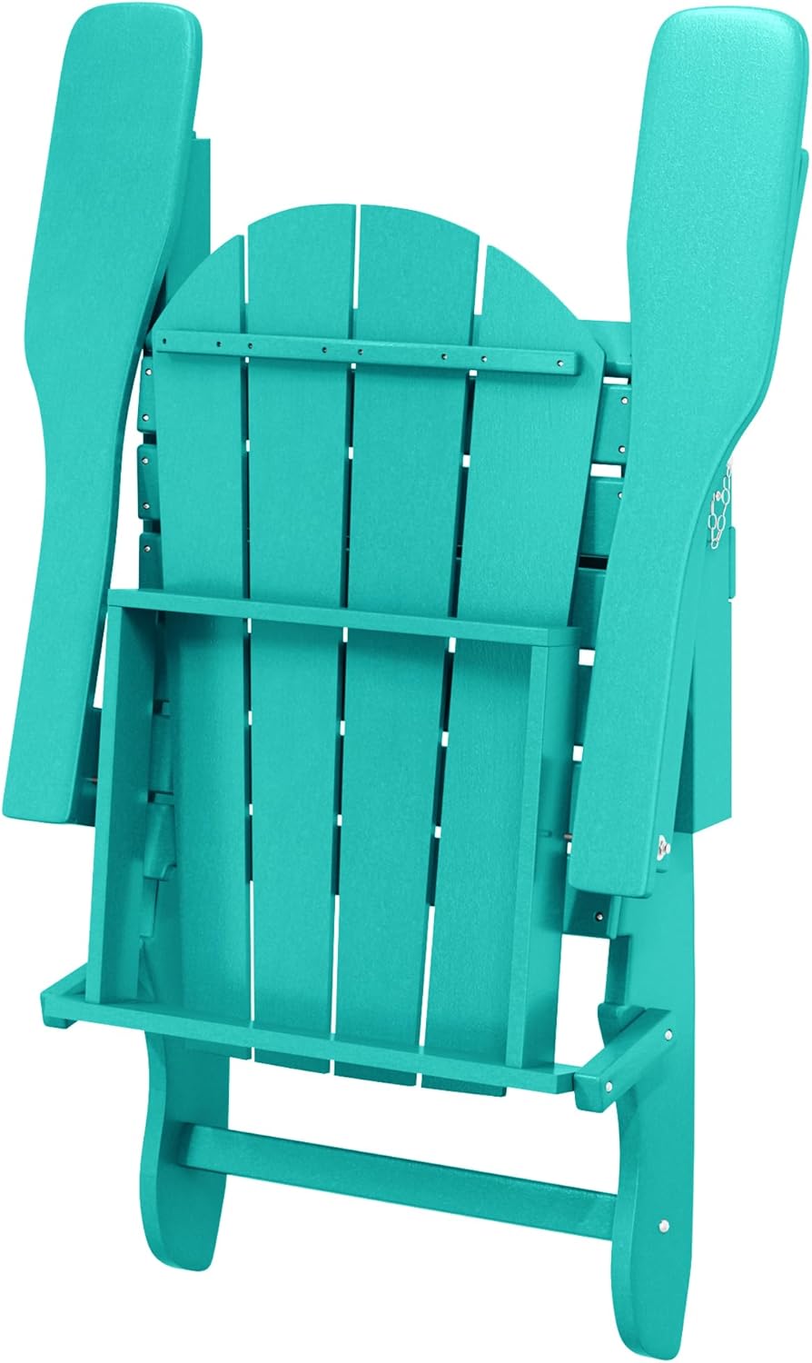 WO WESTIN OUTDOOR HDPE Laguna Outdoor Folding Poly Adirondack Chair (Set of 2), Turquoise
