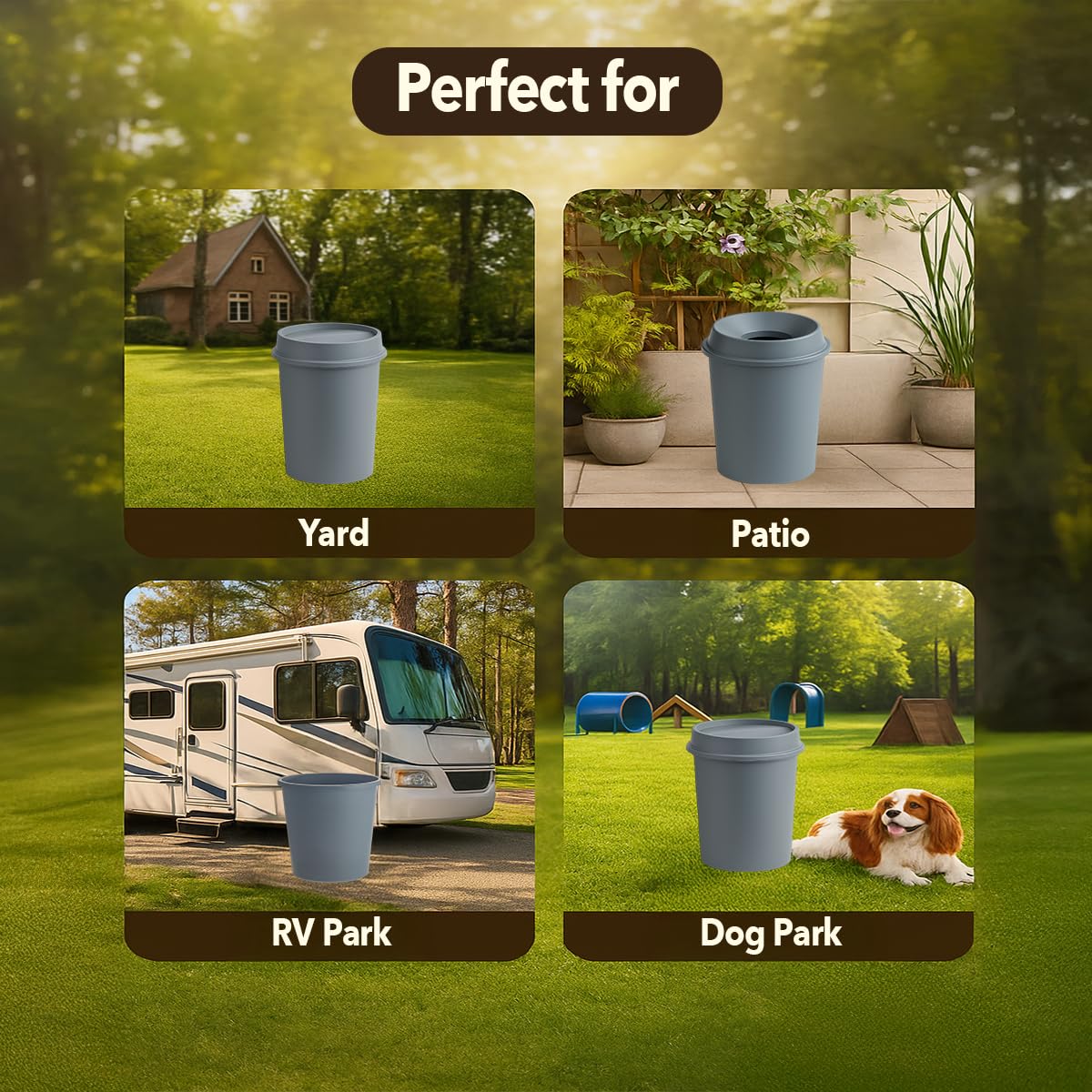Dog Poop Trash Can for Outdoors – 11 Gallon/44 Quarts Pet Waste Bin Without Lid – Durable Plastic Container for Yard, Garden, Kennel, Park, or Dog Station