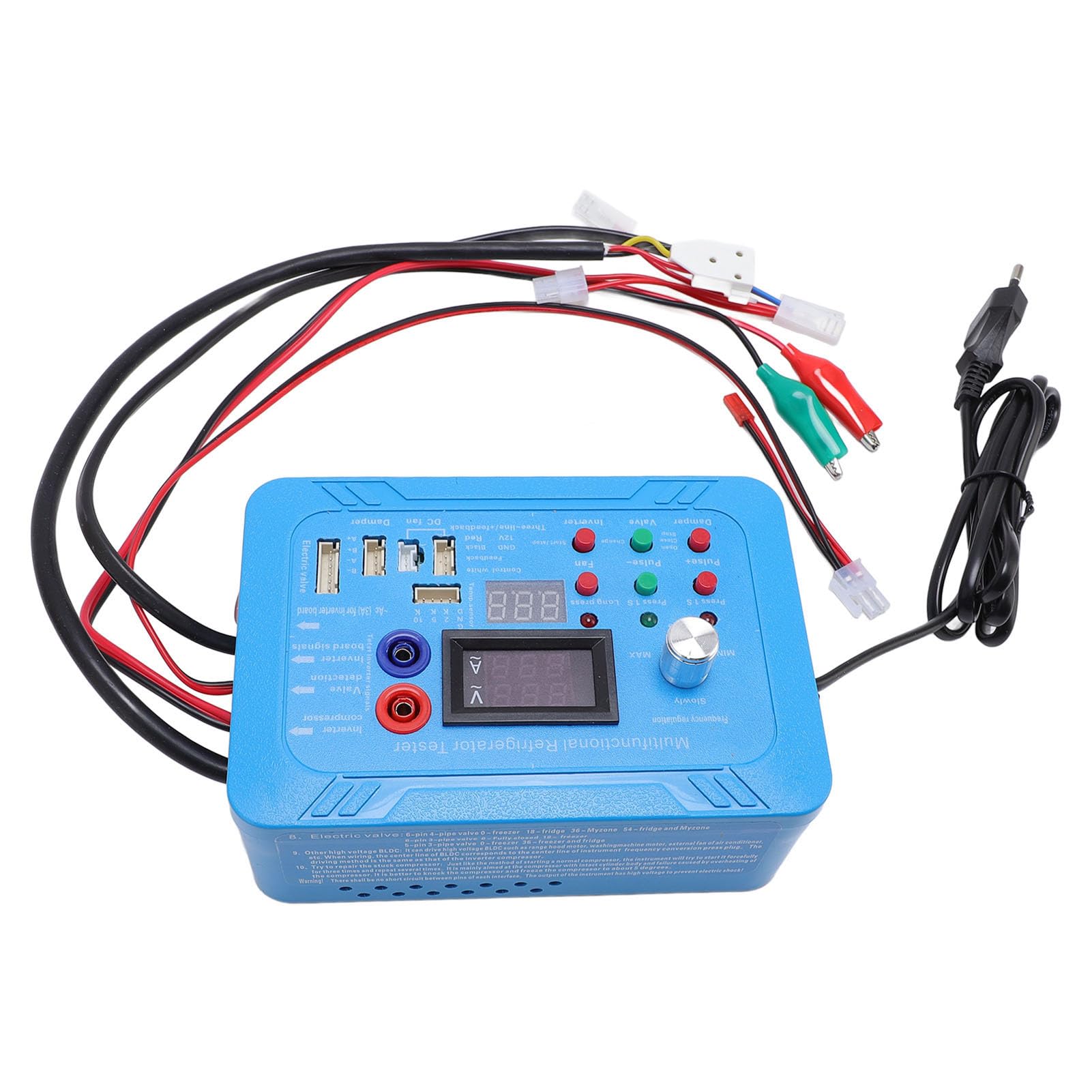 SIXRUN Refrigerador Inversor Probador, Herramienta de Detección de Frecuencia y Voltaje Ajustable para Reparación de Placa Inversora y Válvula Solenoide de Pulso, con 16 Terminales de (Enchufe de la