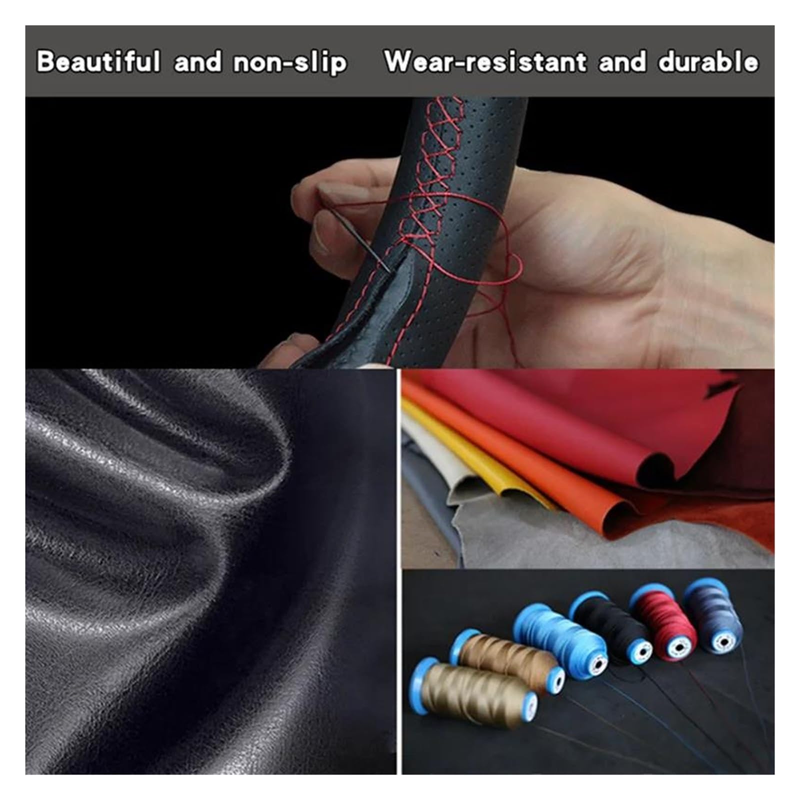 Lenkradabdeckung Auto Lenkrad Abdeckung Carbon Faser Echtes Leder Für Nissan Für X-Trail Für Teana Für Altima Lenkrad Bezug Auto(Blue Thread)