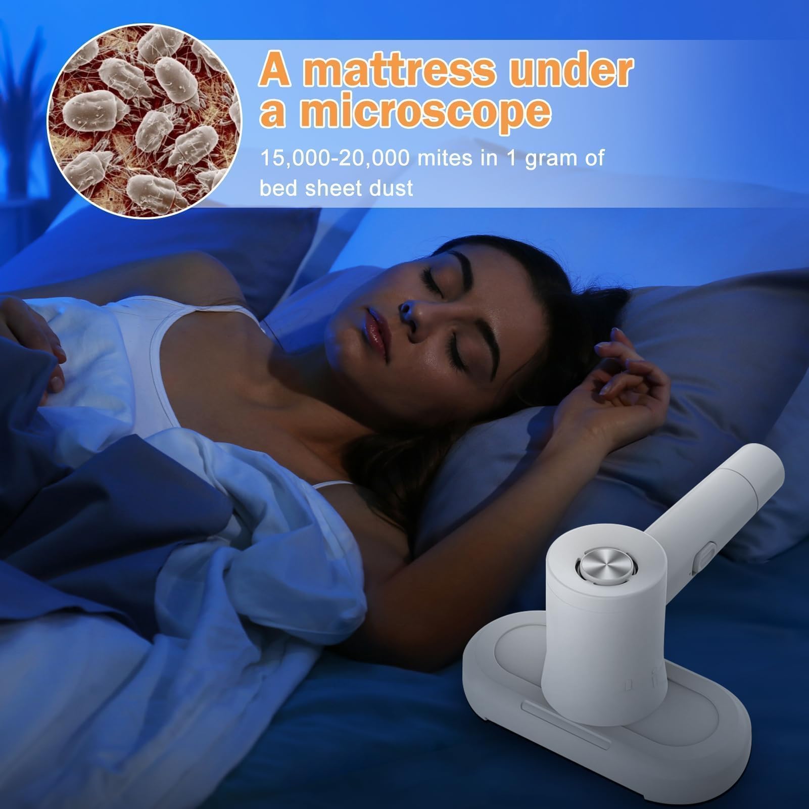 Yaasier Milbensauger mit UV-Licht, Matratzenreiniger Bettstaubsauger HEPA Dauerstaubbehälter