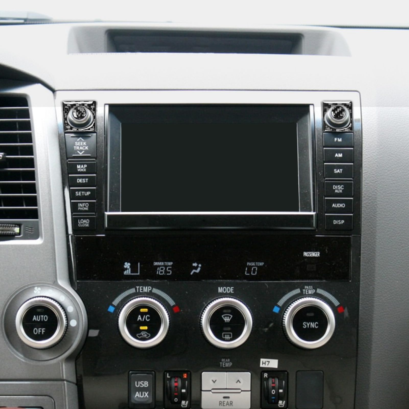 Car Interior Accessories Volume Control Switch Sticker Carbon Fiber Trim Sticker Compatible with Toyota Tundra 2007 2008 2009 2010 2011 2012 2013