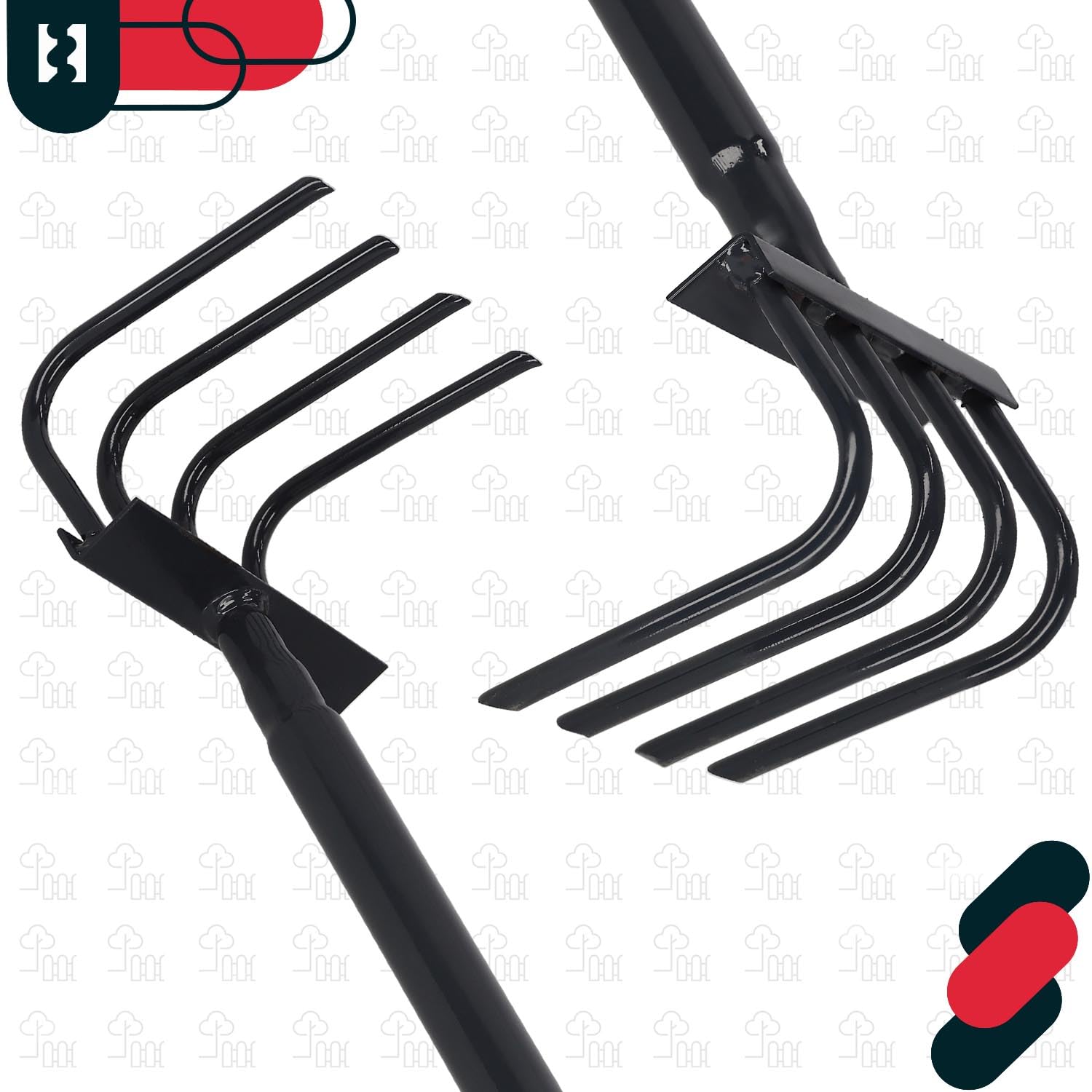 KOTARBAU® Binette de jardin à 4 dents avec manche de 120 cm - En acier - Pour désherber le sol - Pour ameublir le sol - Outil de jardin - Aérer et aérer avec griffes - Râteau à fleurs