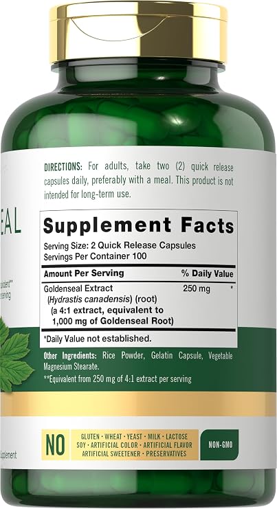 Carlyle Goldenseal Root Capsules | 200 Count | Traditional Herb Supplement | Non-GMO, Gluten Free