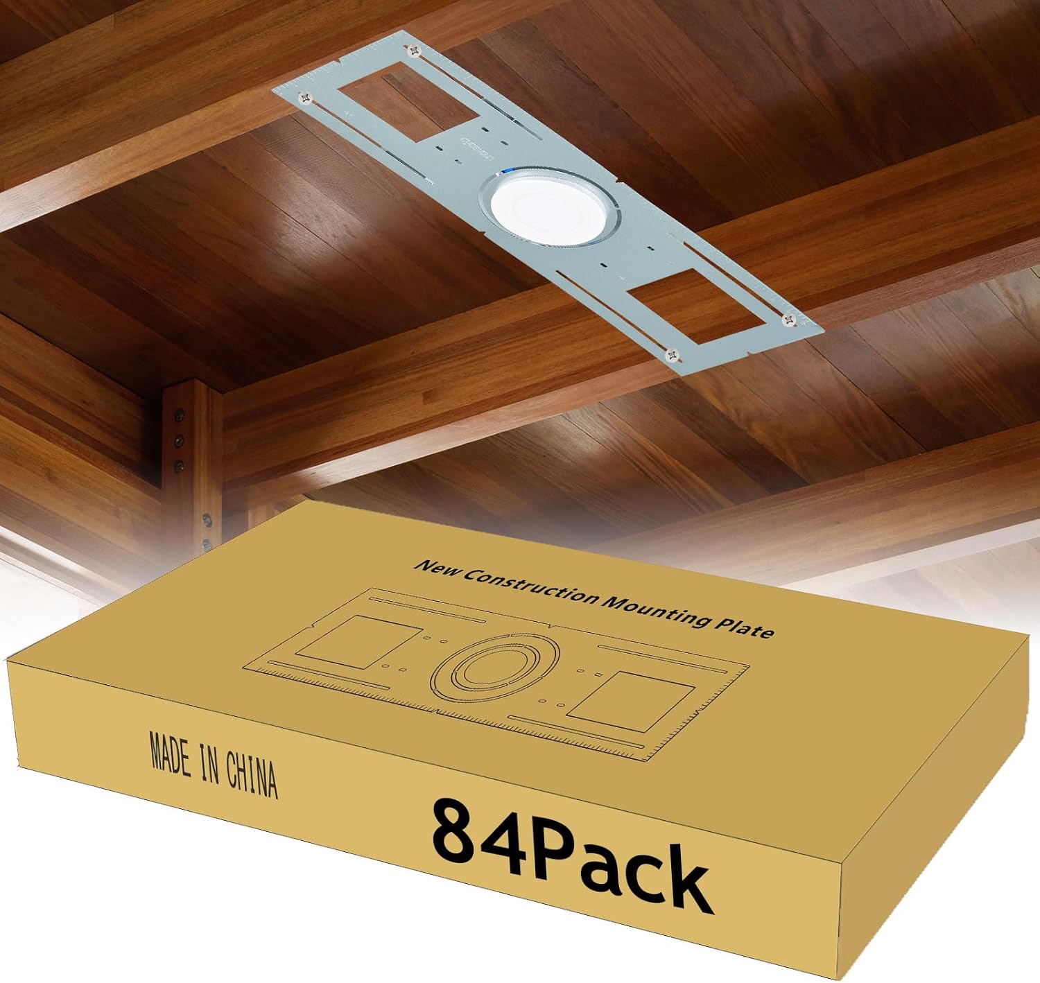 CycevSun 84 Pack New Construction Mounting Plate - Rough in Plate Premounting Bracket for 3 / 4 /6 inch Wafer Lights, 26 Inch Length, Galvanized Metal Sheet